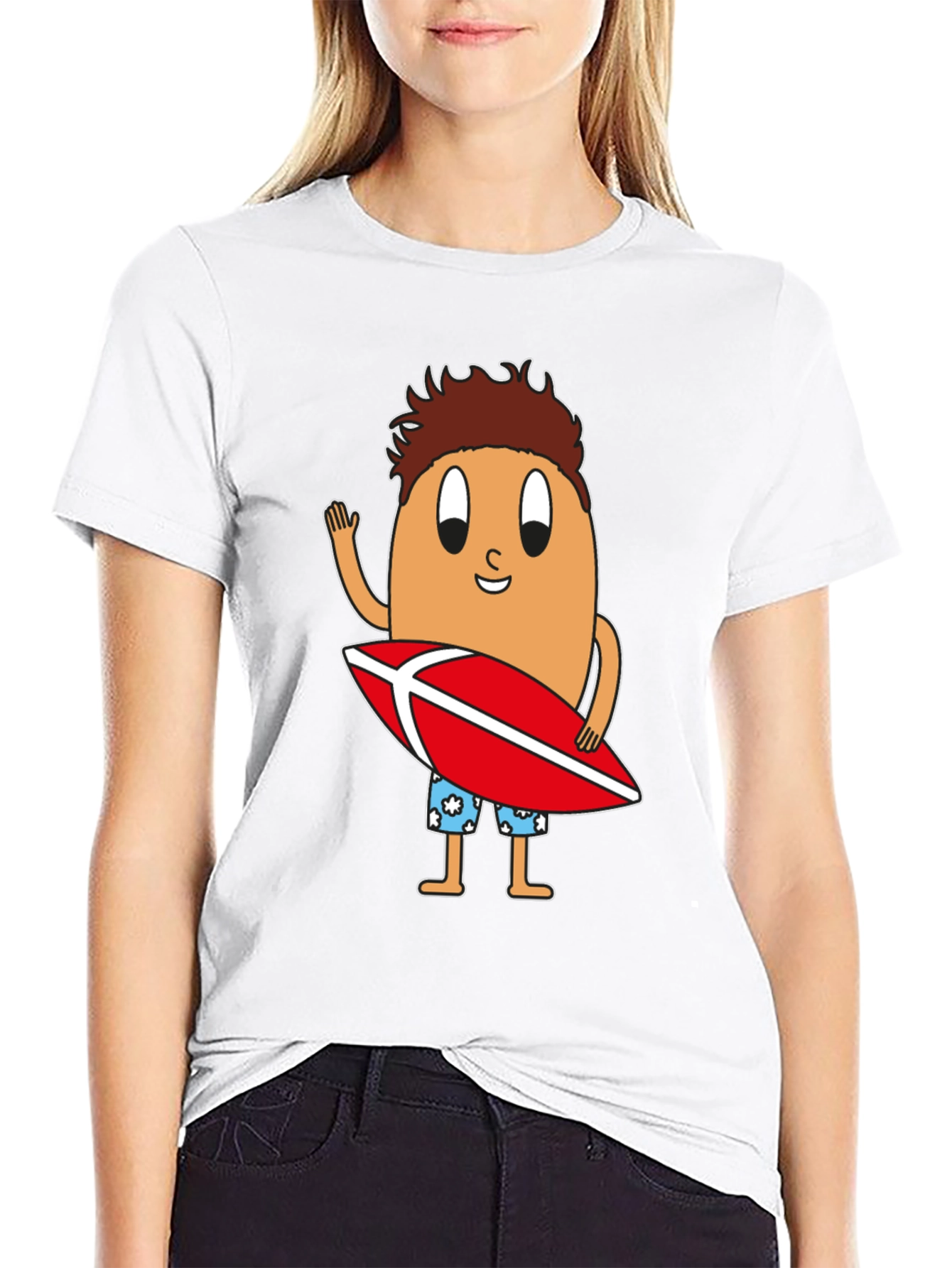 Black Funny Surfing Egg Cartoon Graphic T-Shirt view 9
