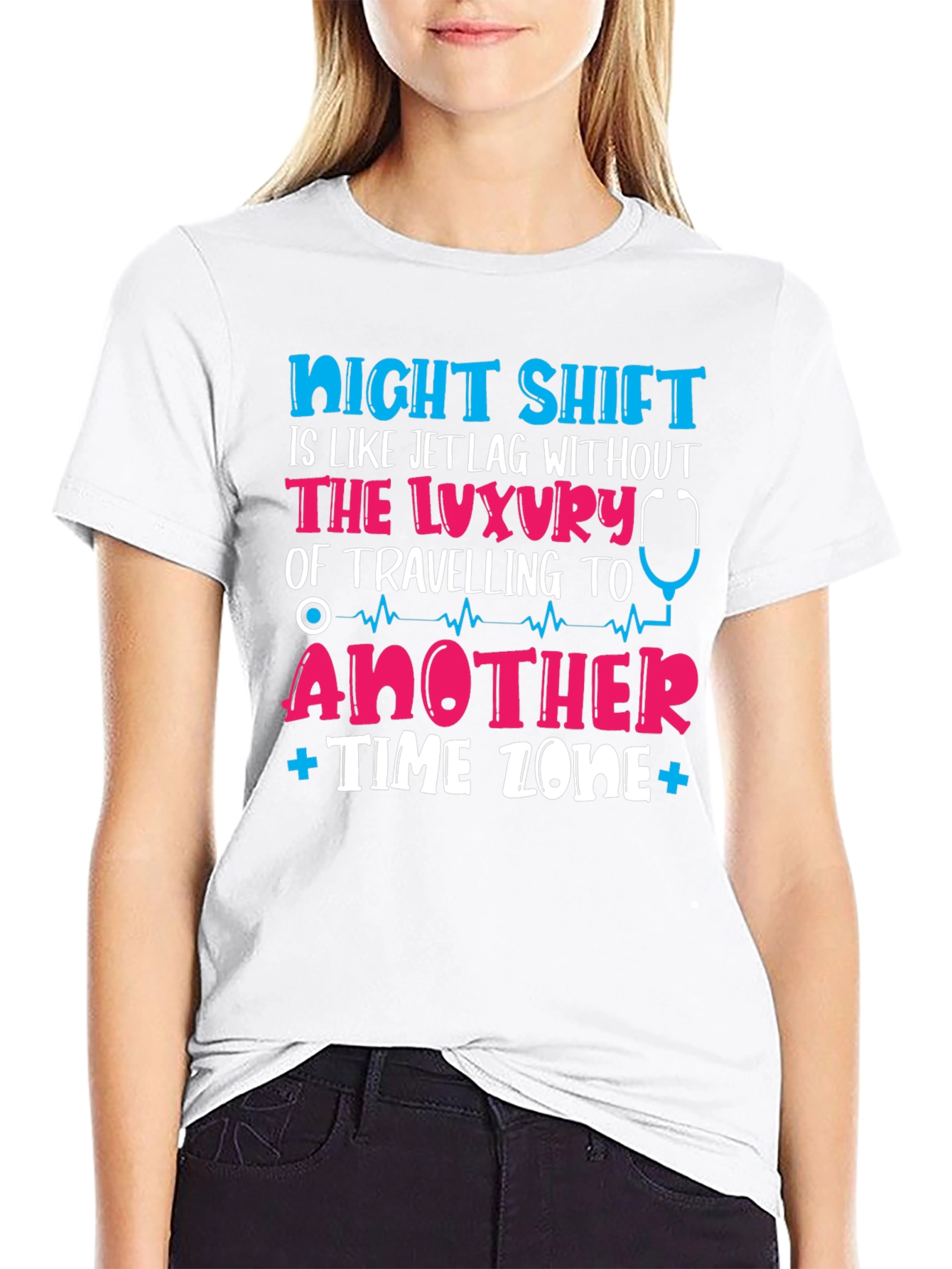 Black Night Shift Jet Lag T-Shirt - Nurse Edition view 9