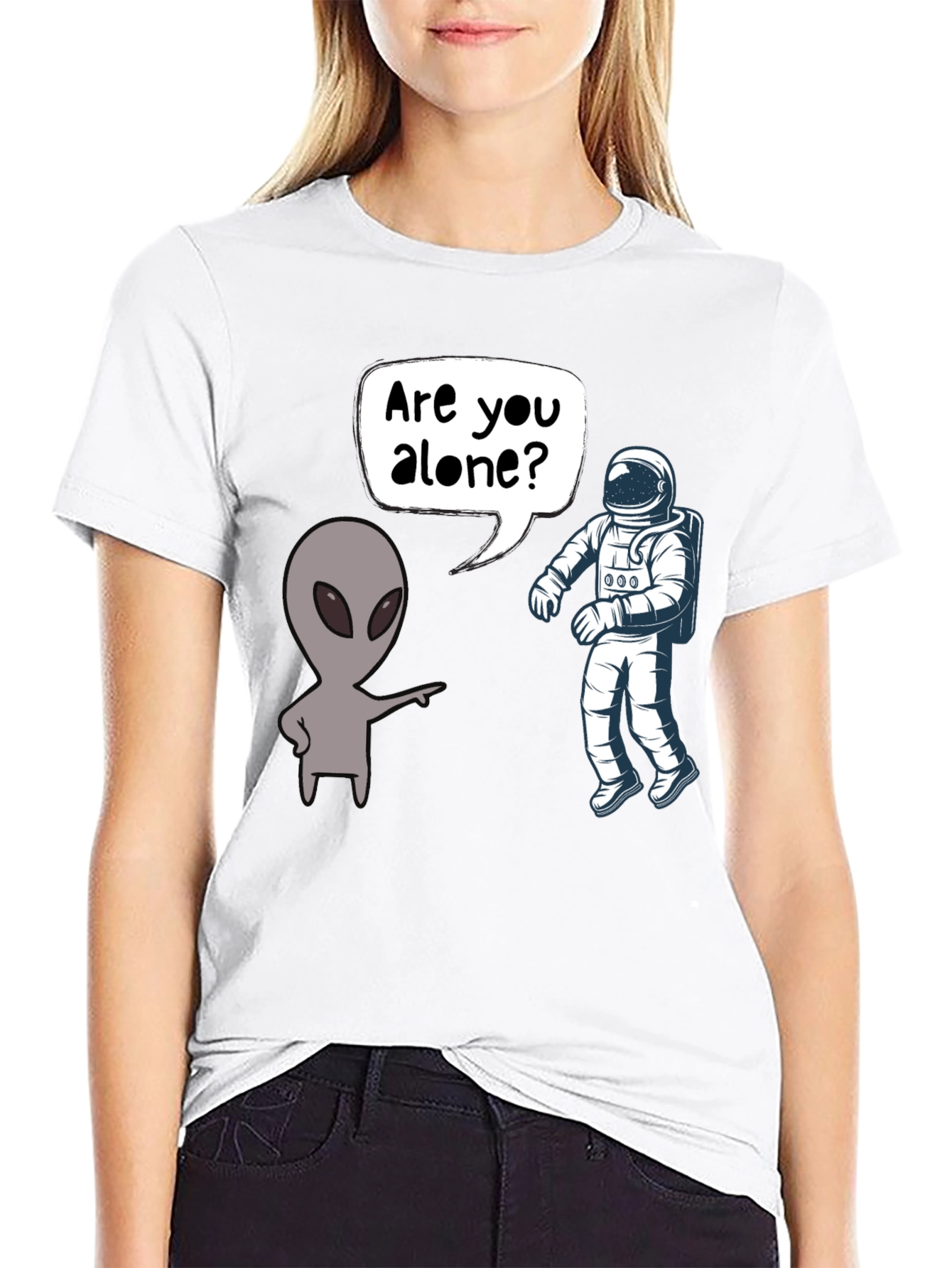 Black Alien & Astronaut T-Shirt - Are You Alone? view 9