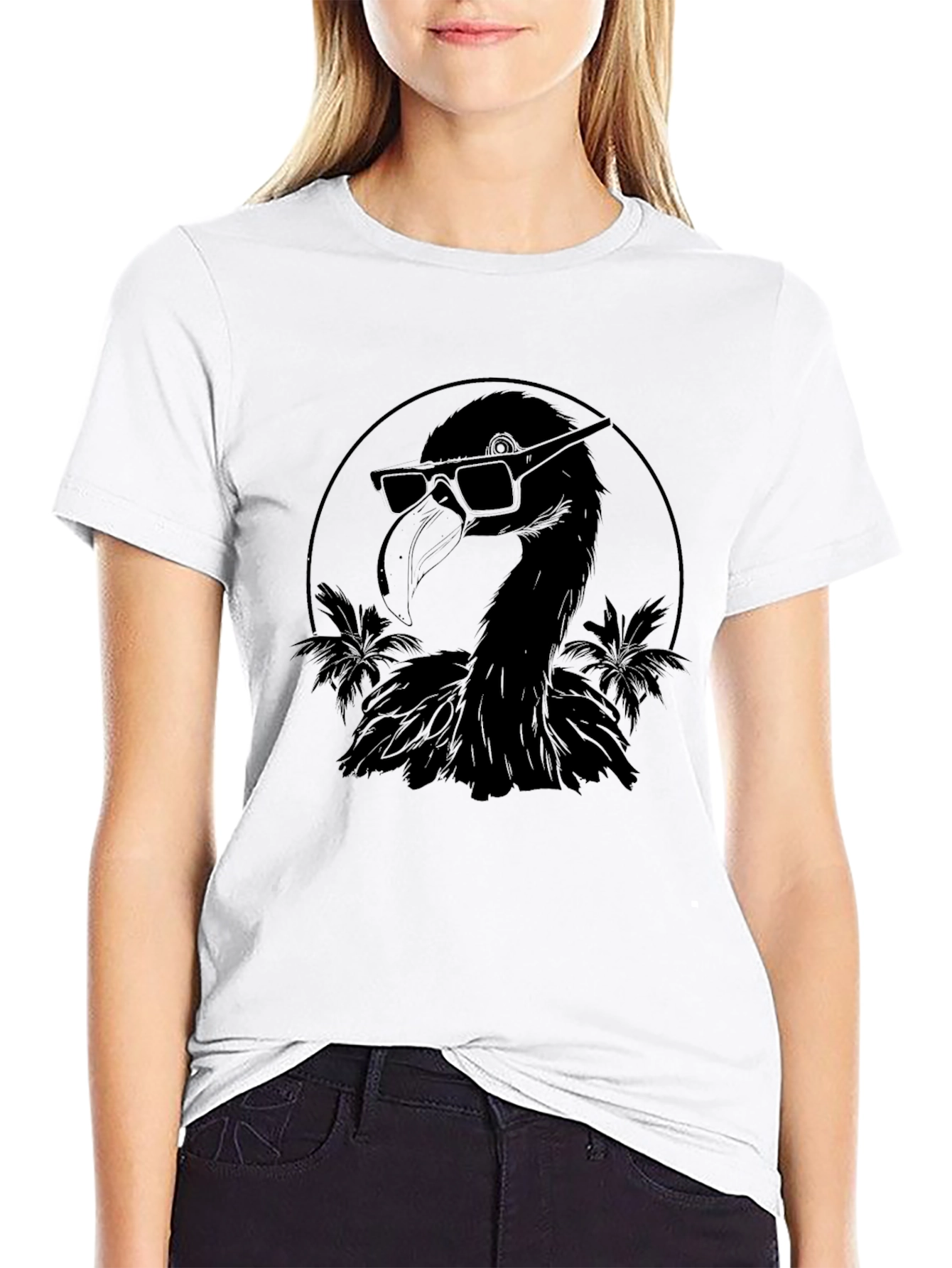 Black Cool Flamingo Graphic Tee - Black view 9