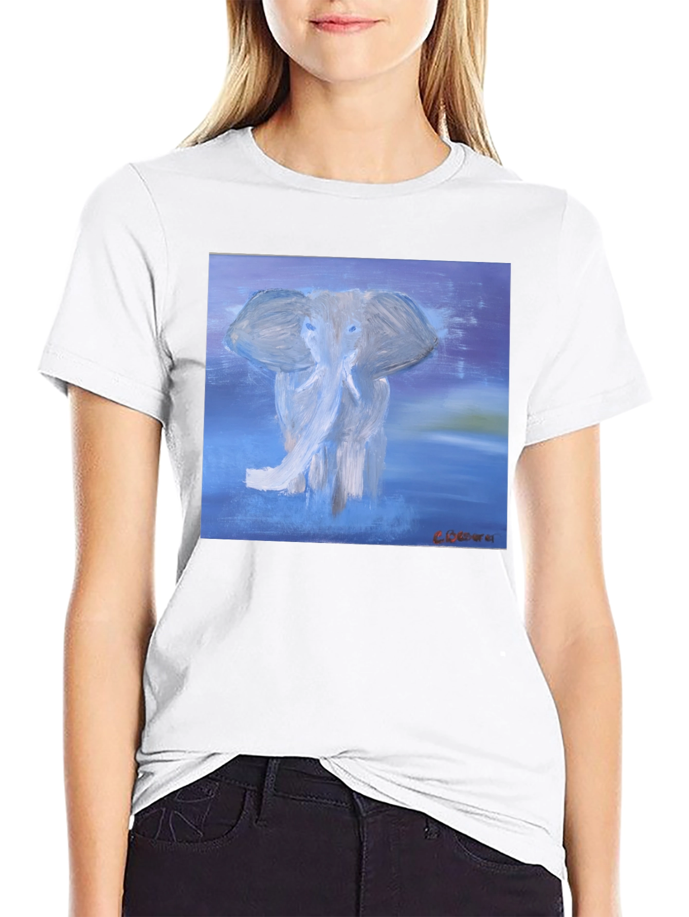 Black Elephant Art Graphic T-Shirt - Stylish Crew Neck Tee view 9