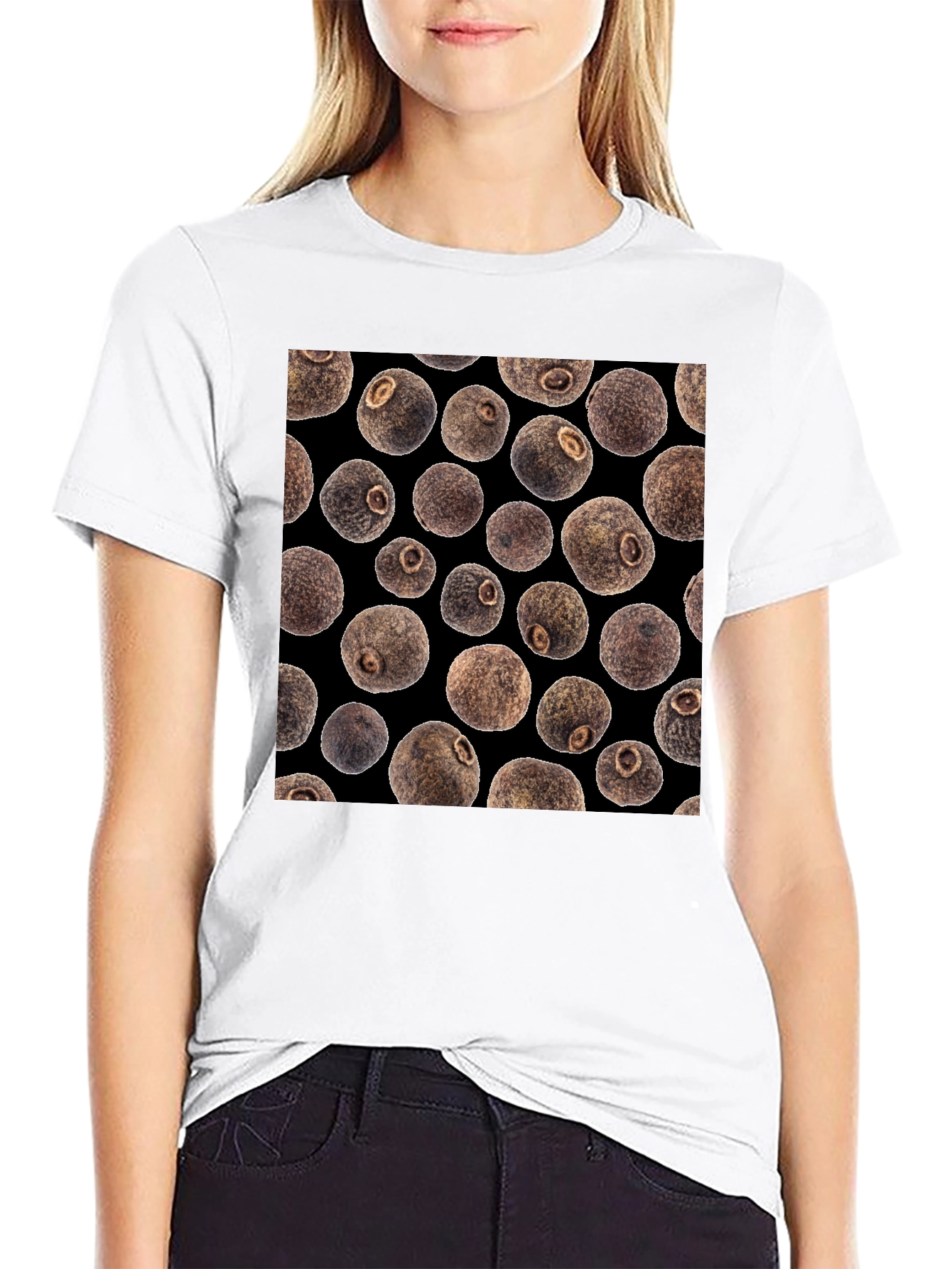 Black Allspice Patterned Black T-Shirt view 9