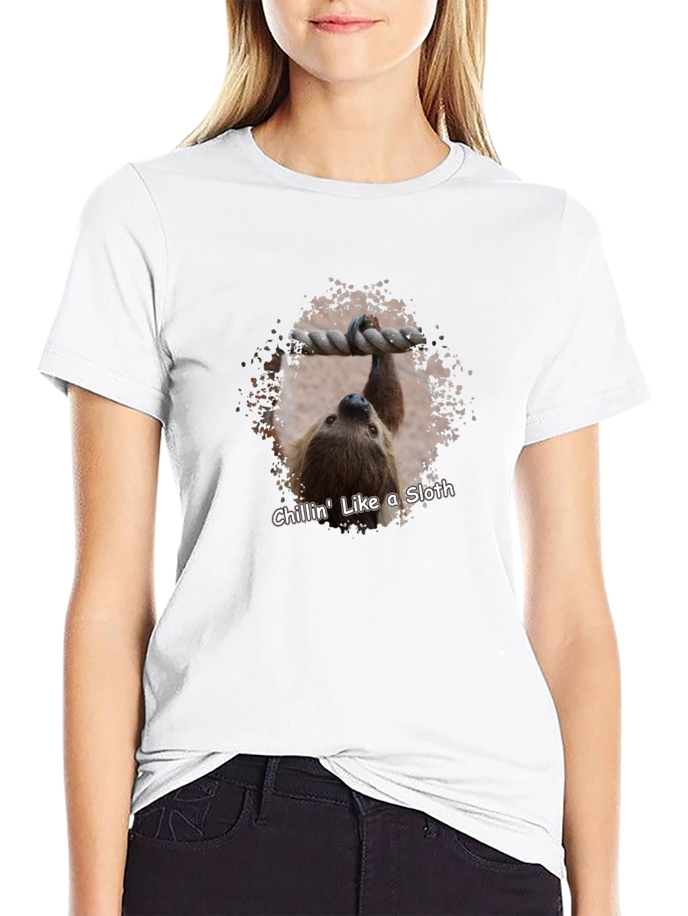 Black Chillin' Sloth Graphic T-Shirt - Hang Loose! view 9