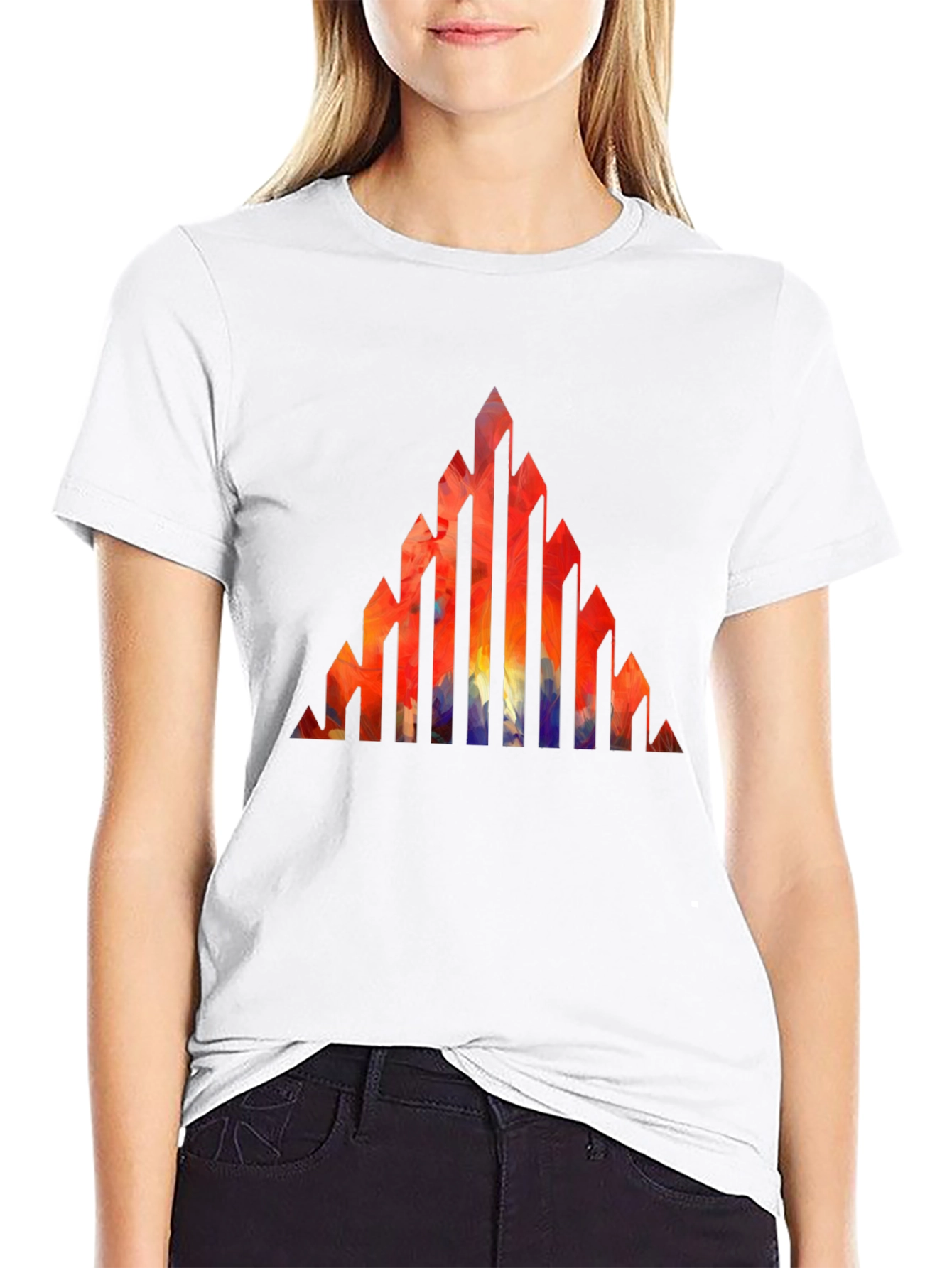 Black Abstract Geometric Peak T-Shirt view 9