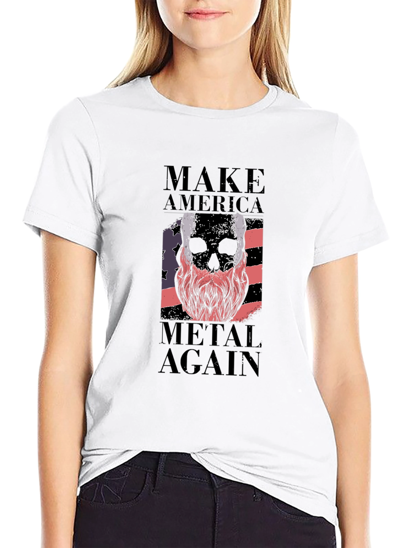 Black Make America Metal Again Skull T-Shirt view 9