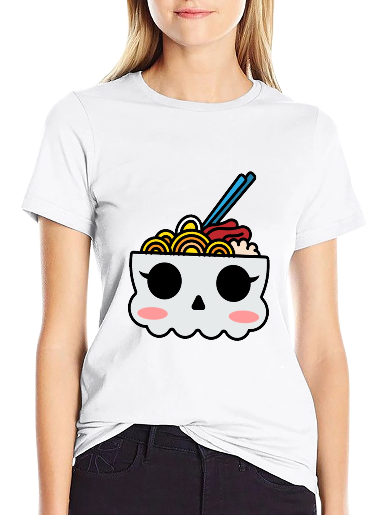 Ramen Skull Graphic Tee - Kawaii Foodie T-Shirt - 9