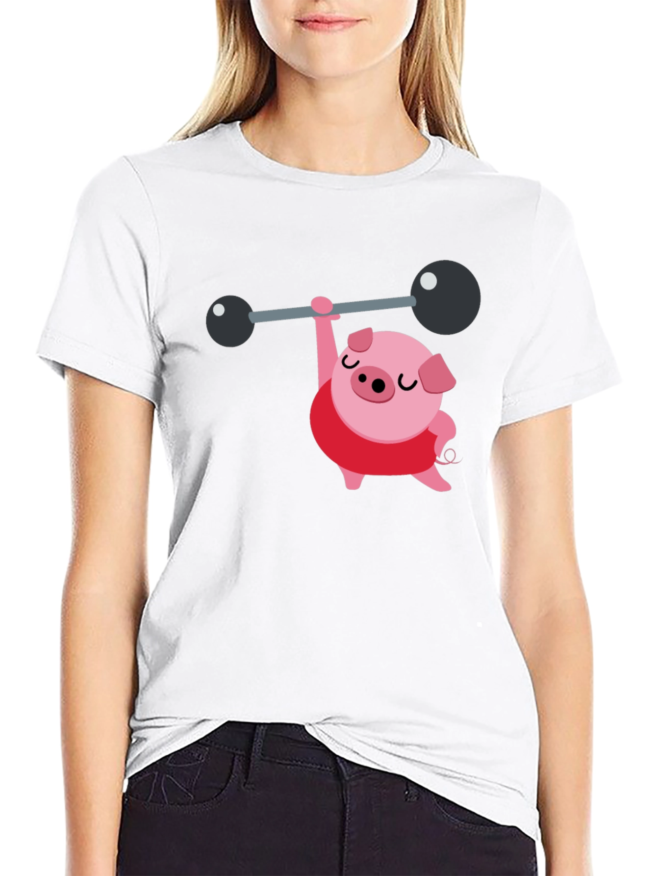 Black Weightlifting Pig Black T-Shirt view 9