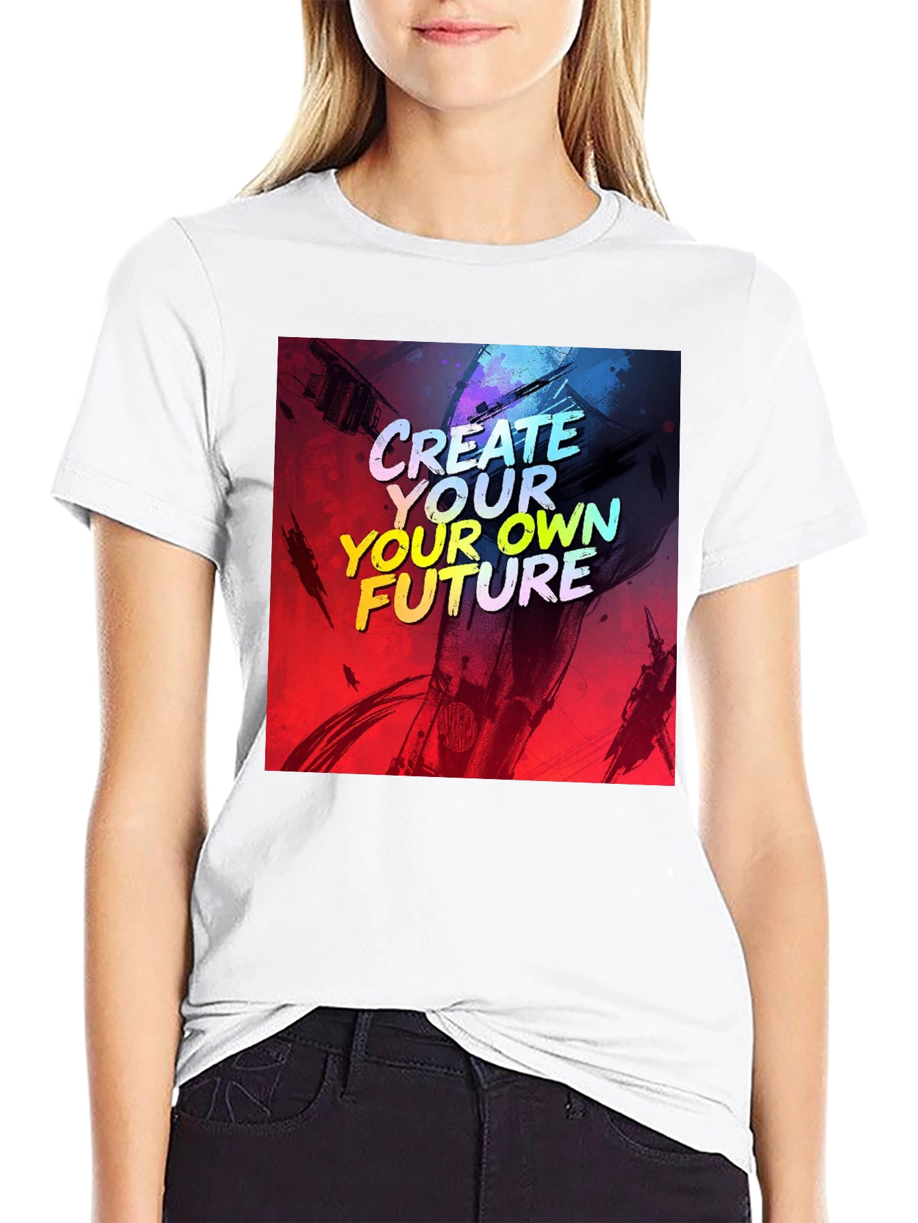 Black Create Your Own Future Graphic Tee - Black view 9