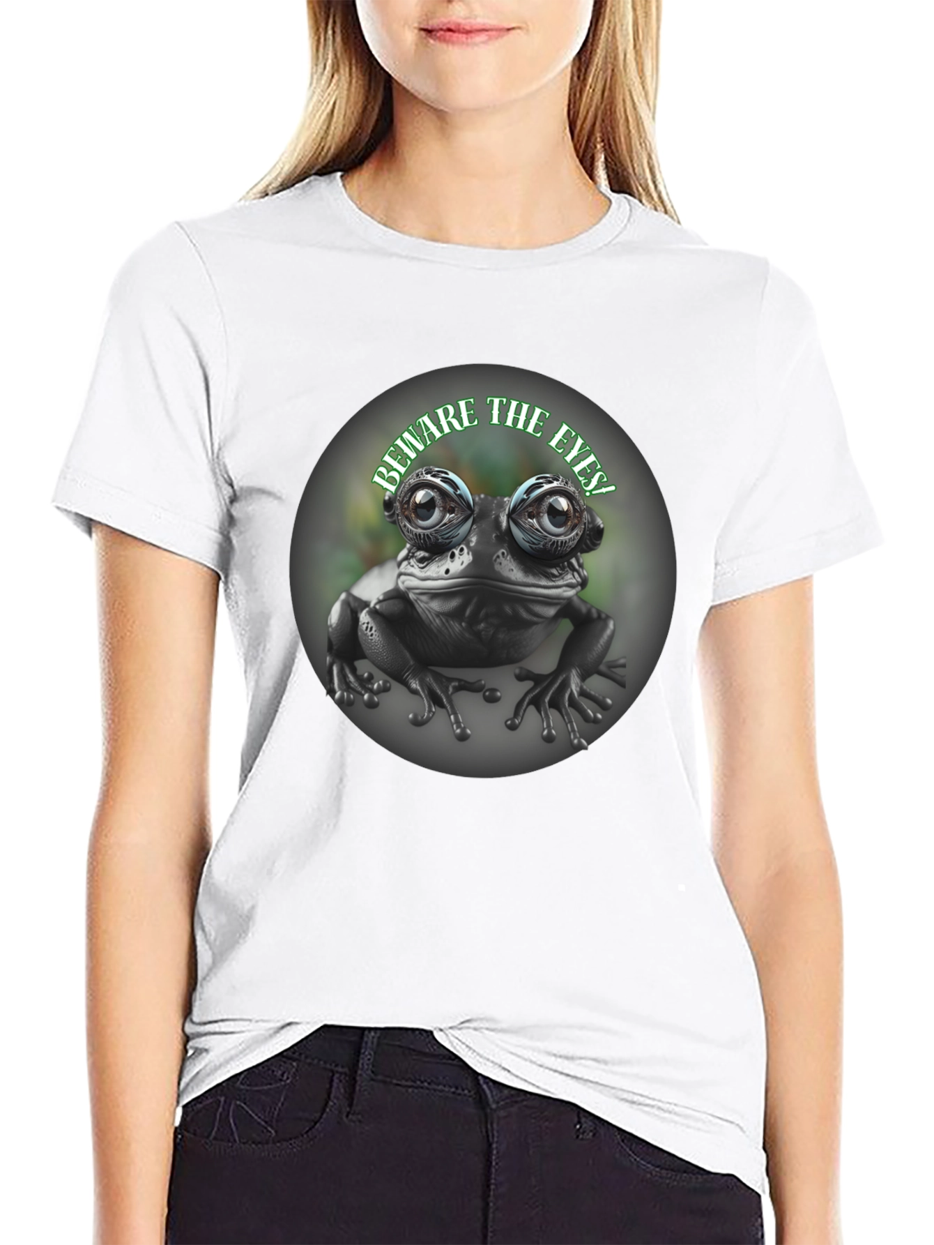 Black Beware The Eyes Frog Graphic Tee - Black view 9