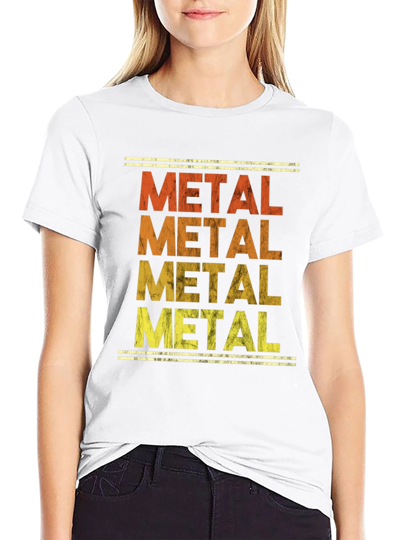 Black Retro Metal Music T-Shirt - Distressed Print view 9