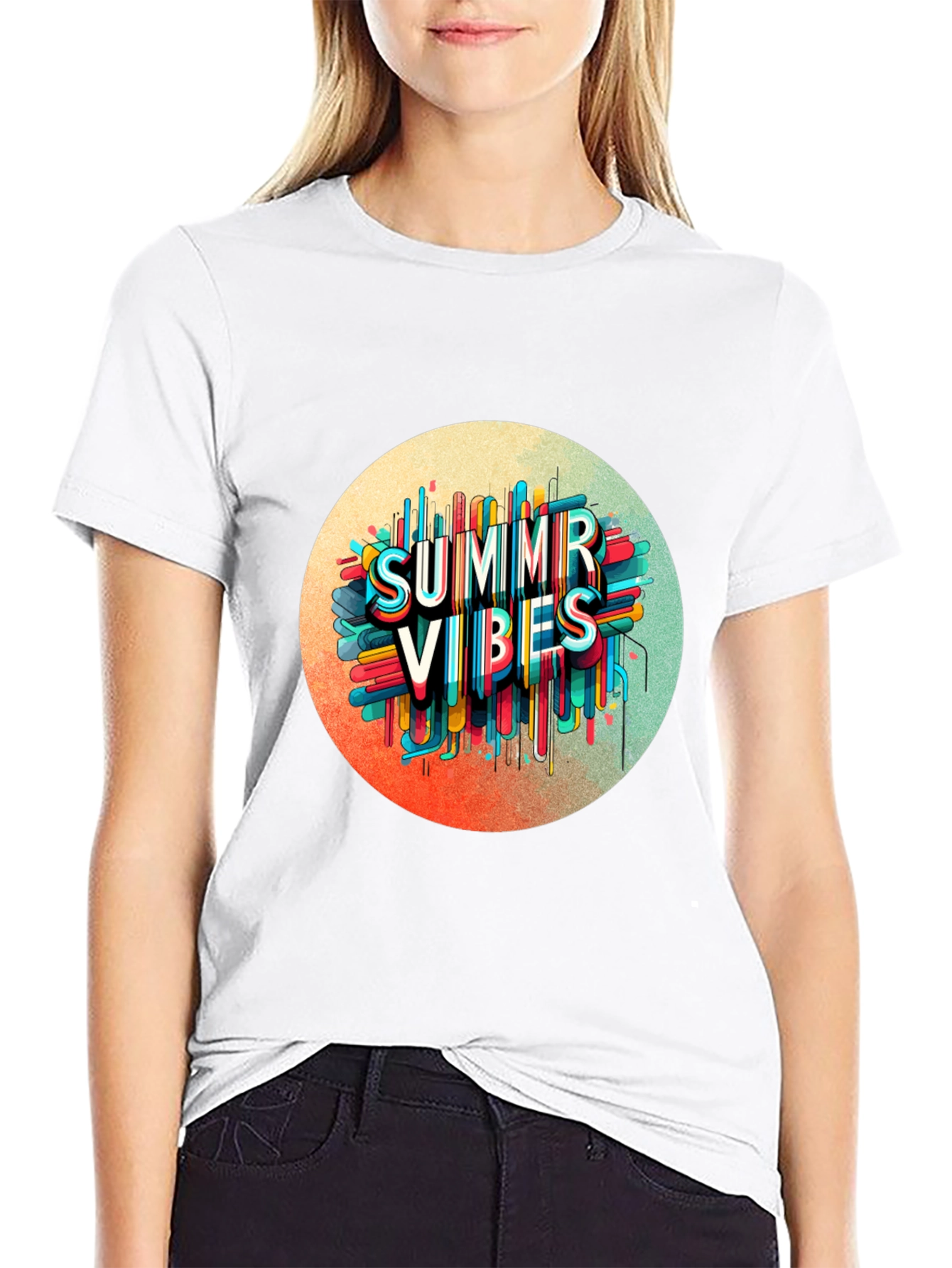 Black Summer Vibes Graphic Tee - Trendy Black T-Shirt view 9