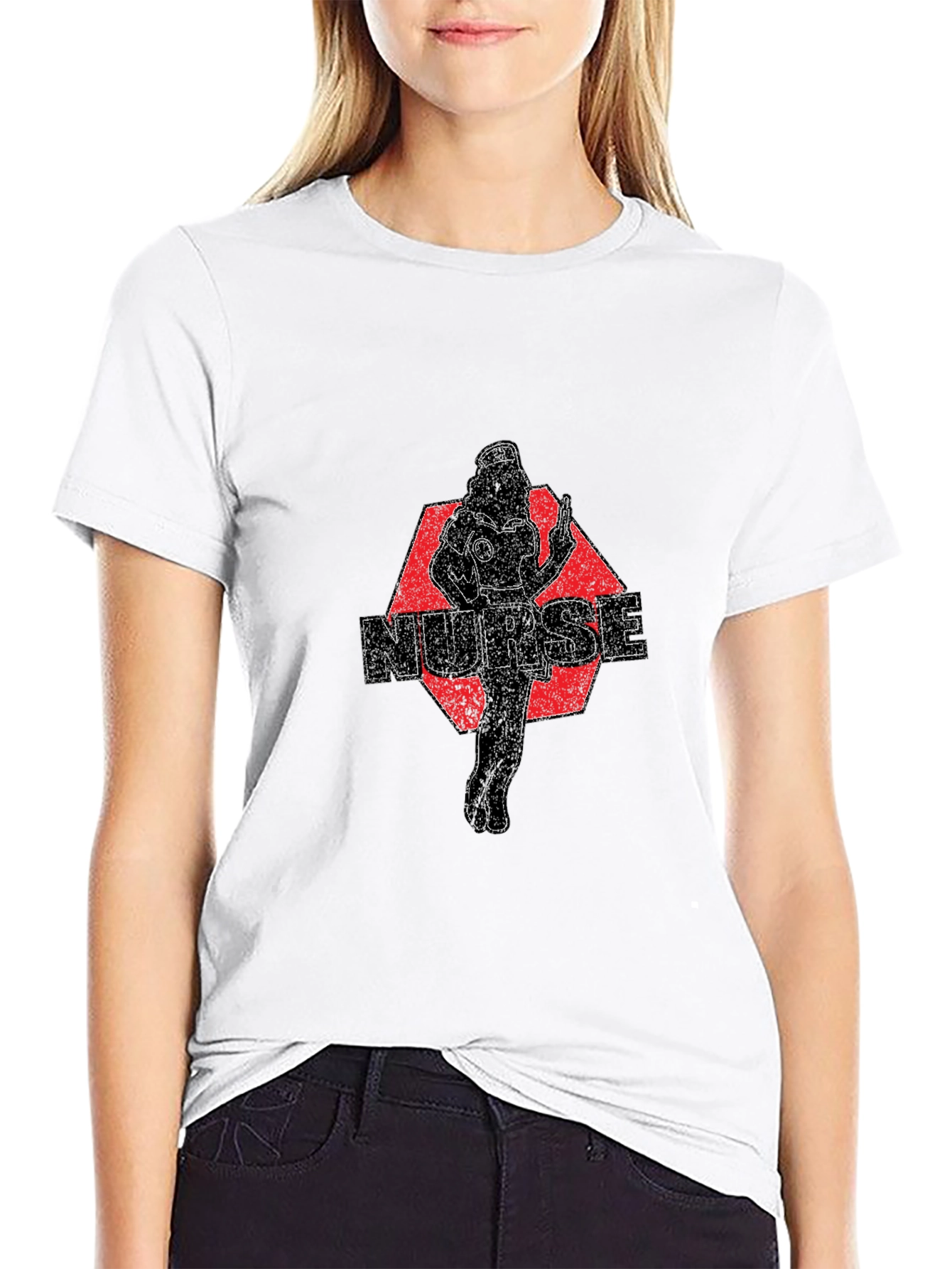 Black Nurse Graphic Tee - Black Unisex T-Shirt view 9