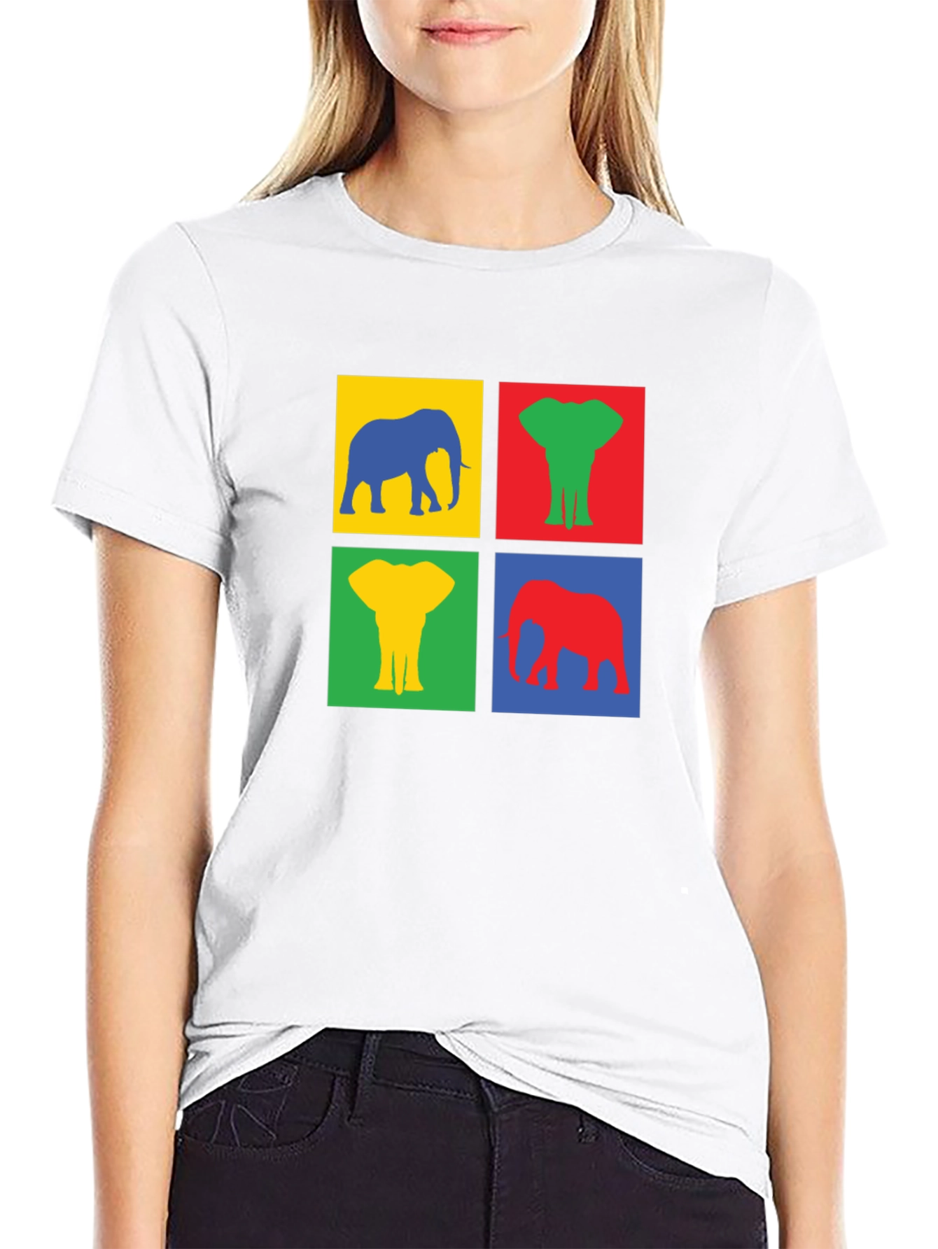 Black Colorful Elephant T-Shirt - Pop Art Tee view 9