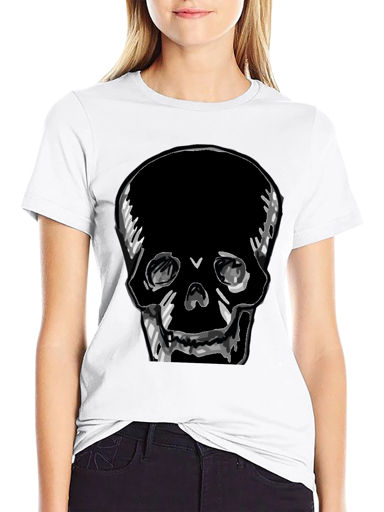 Black Skull Graphic Tee - Men's Black T-Shirt view 9