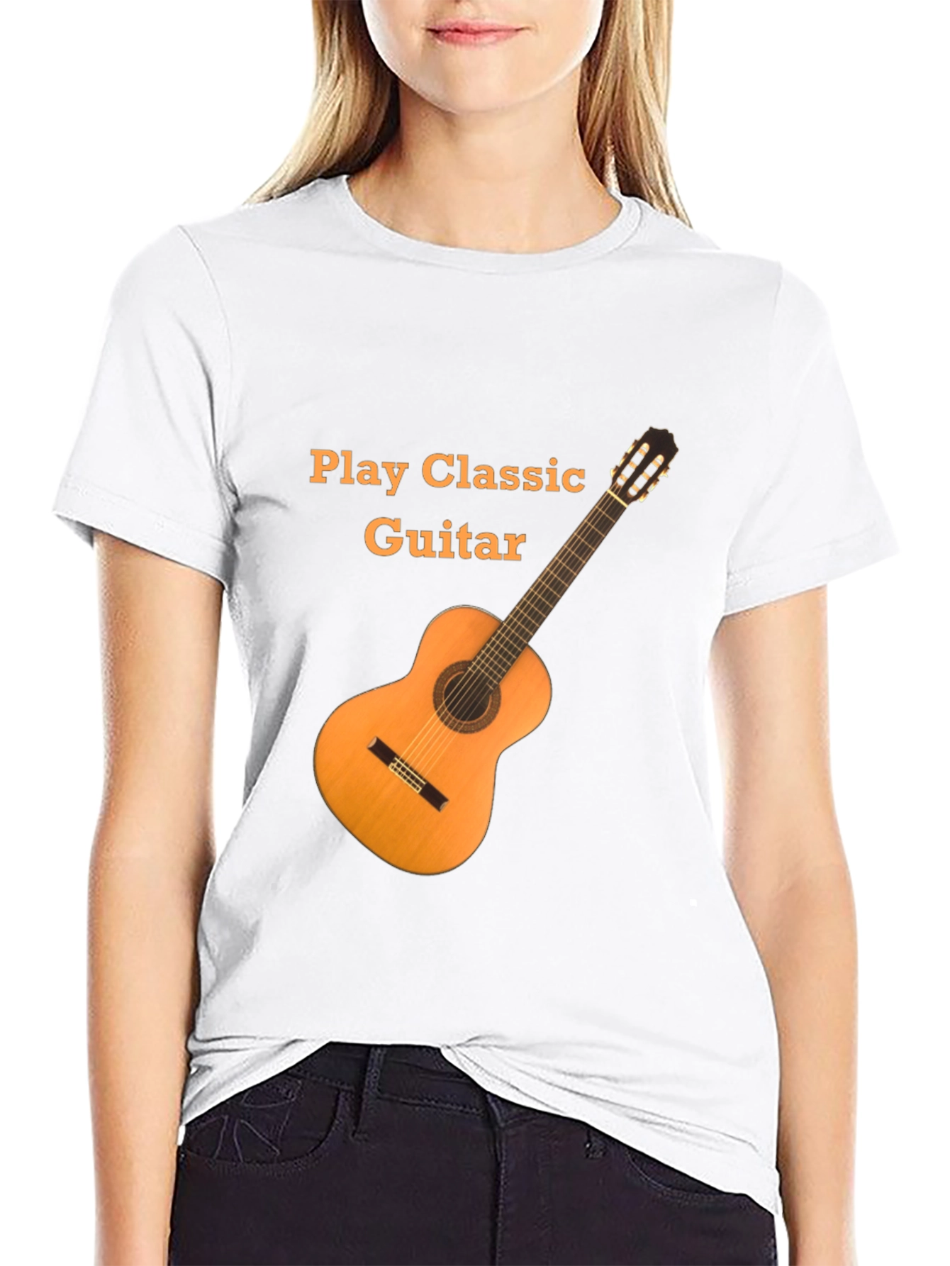 Black Classic Guitar T-Shirt - Play Classic Guitar Design view 9