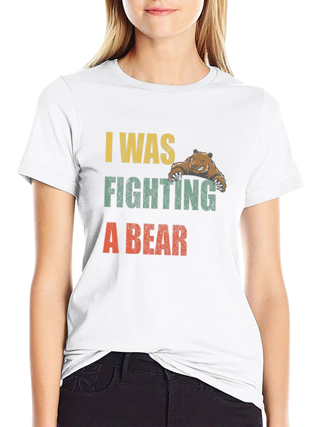 Black I Was Fighting A Bear Graphic T-Shirt view 9