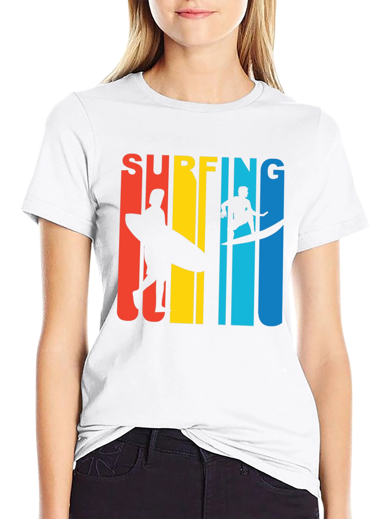 Black Surfing Graphic T-Shirt - Retro Style view 9
