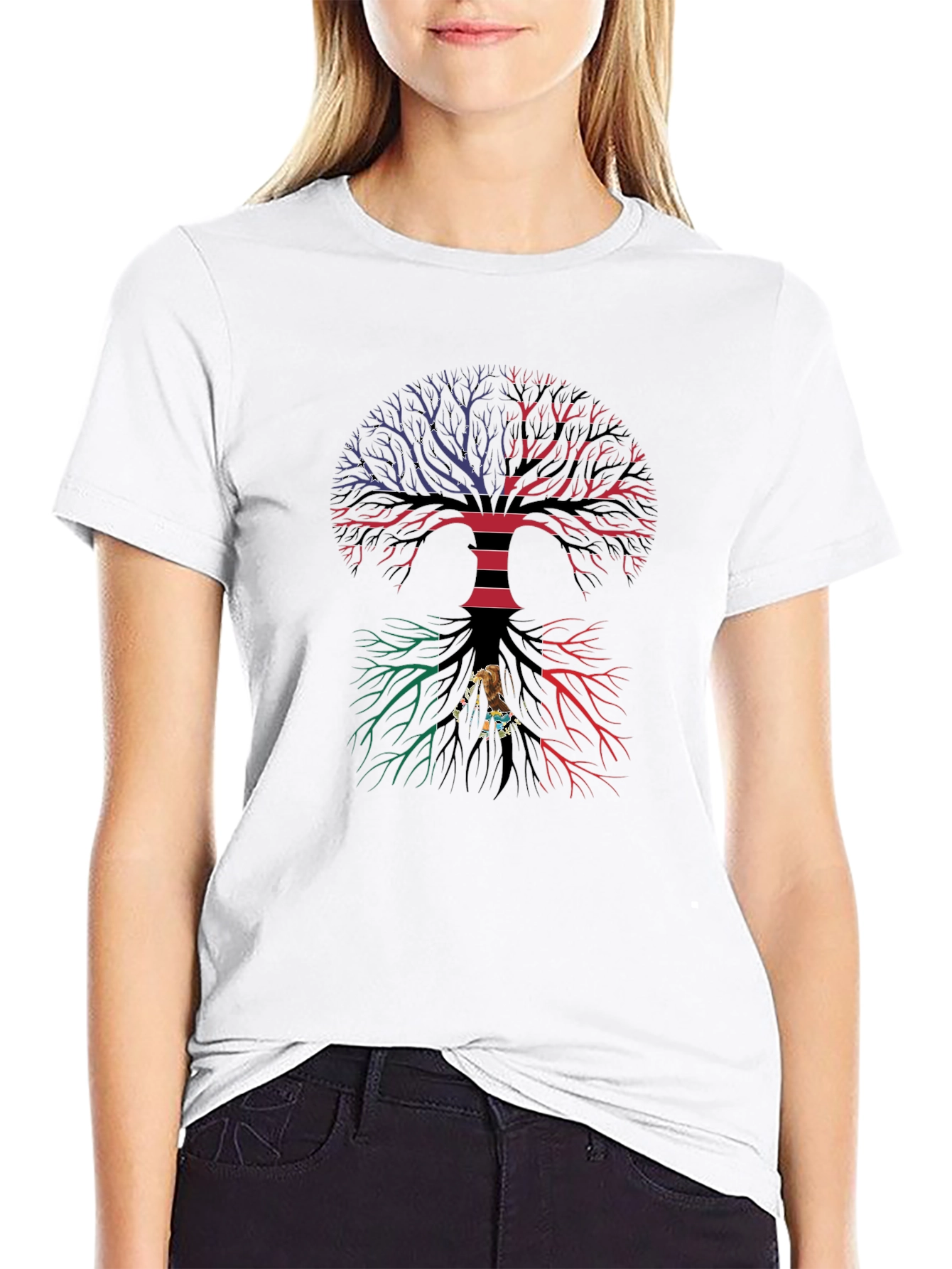Black Tree of Life Graphic Tee - Black Cotton Blend view 9