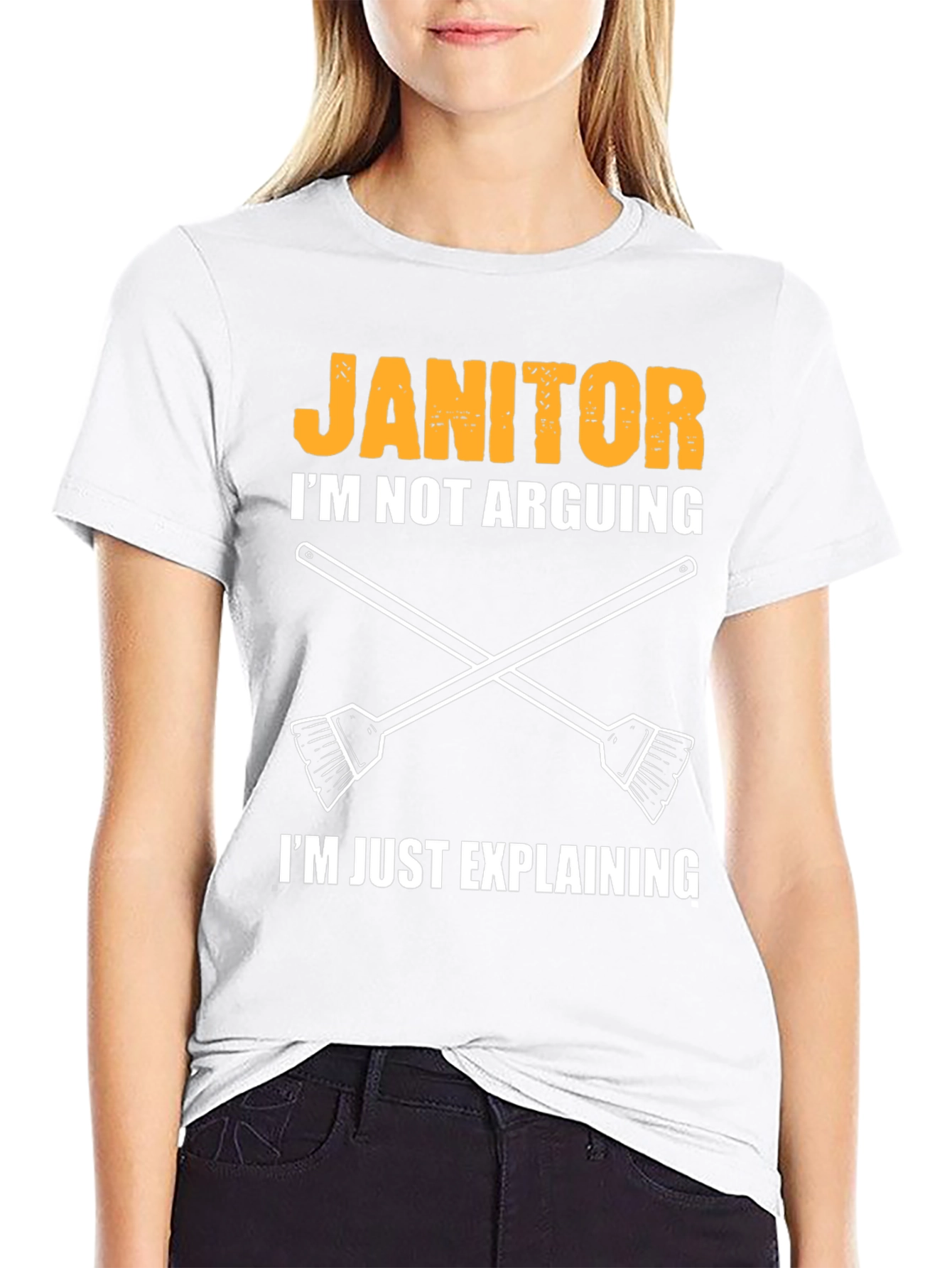 Black Janitor Explaining T-Shirt - Funny Cleaning Crew Apparel view 9