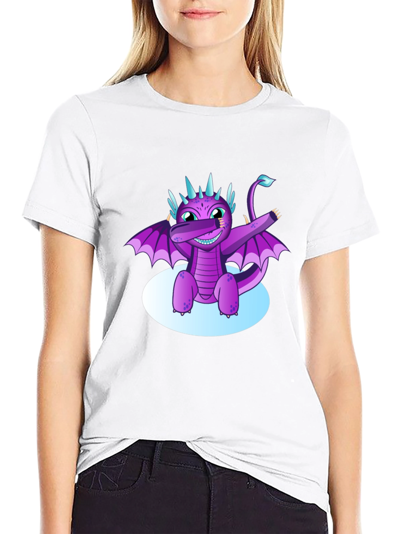 Black Dabbing Dragon Graphic Tee - Cool Black T-Shirt view 9