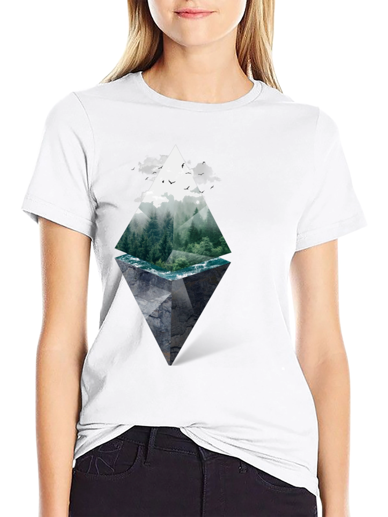 Black Nature Diamond Graphic Tee - Black view 9
