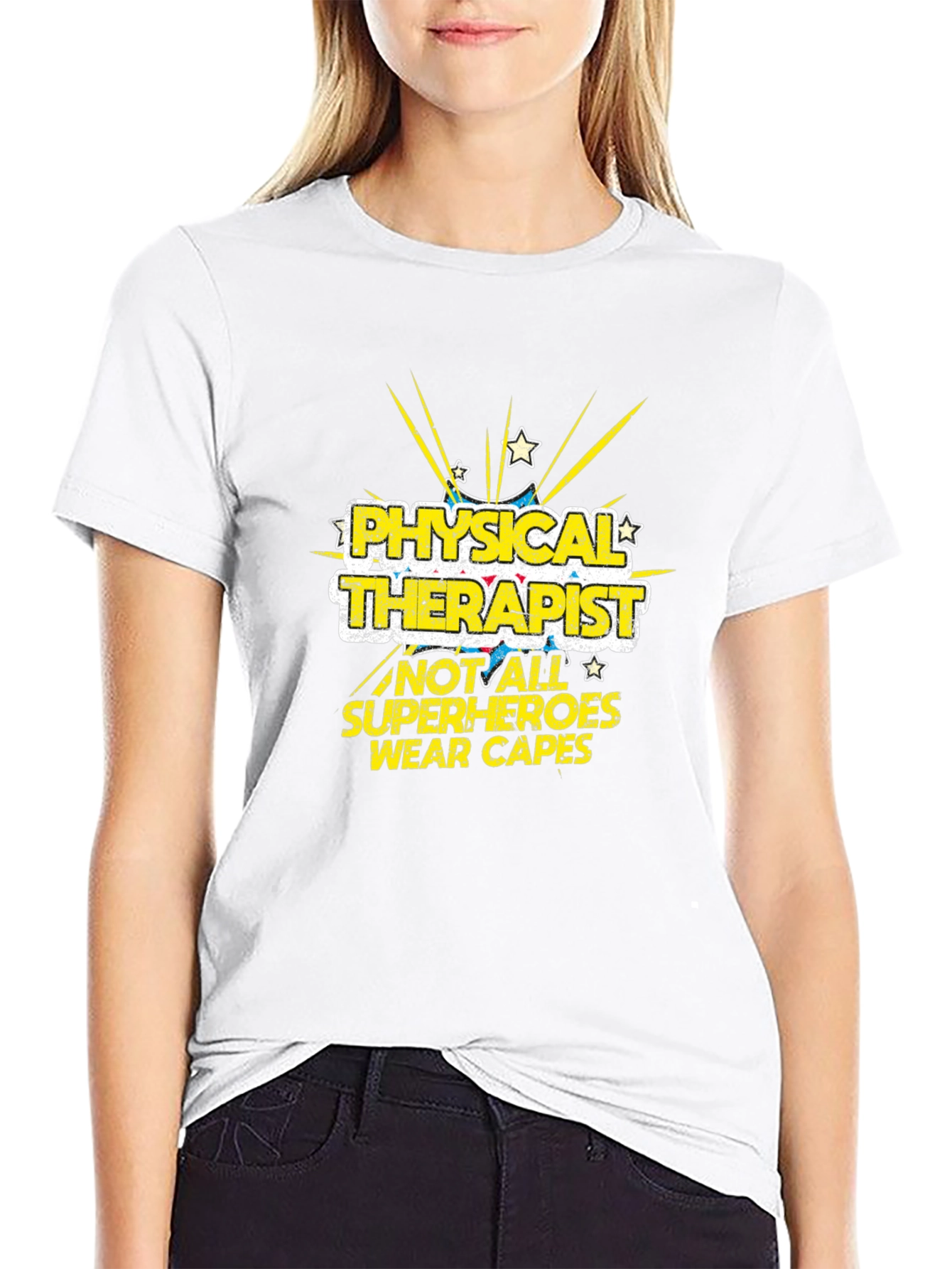 Black Physical Therapist Superhero Graphic Tee - Black view 9