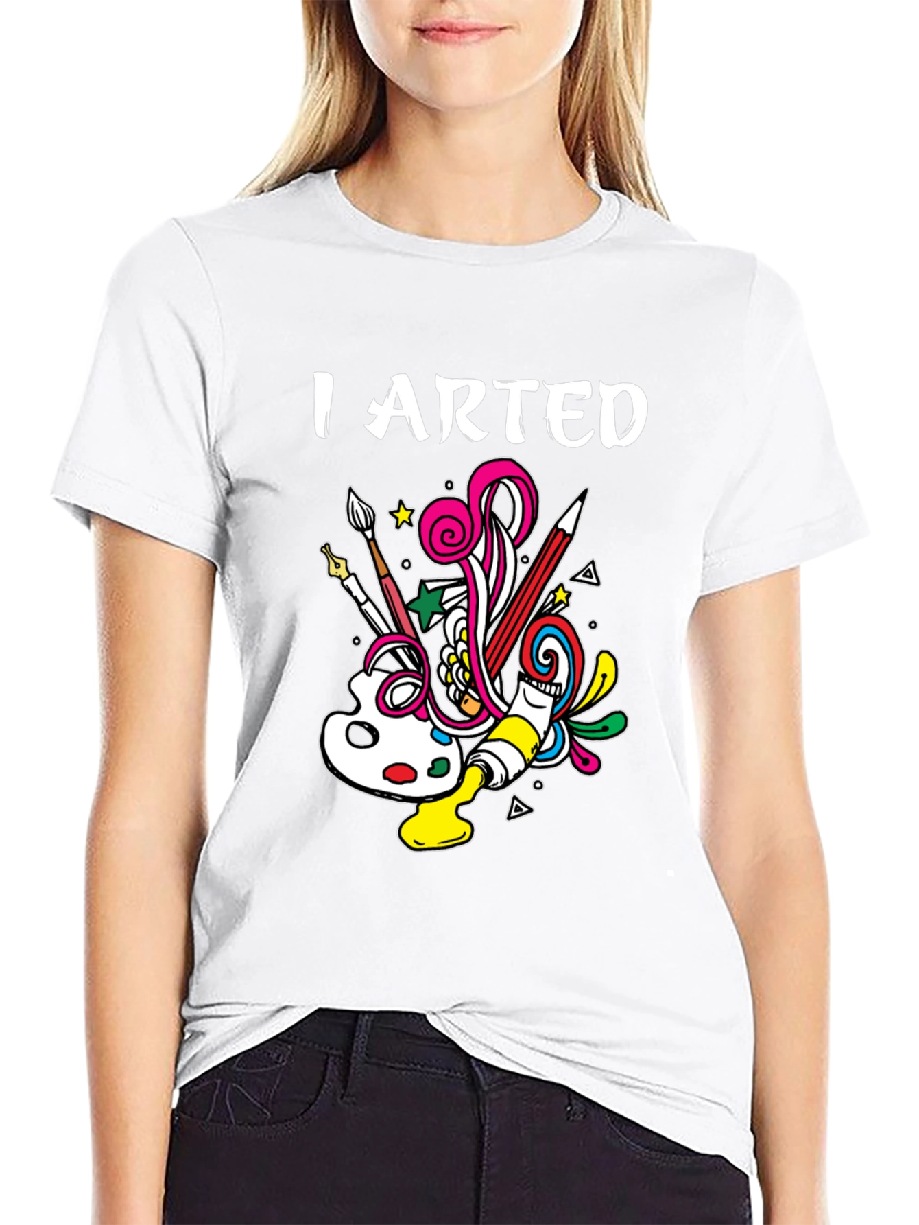 Black I Arted T-Shirt - Creative Design view 9
