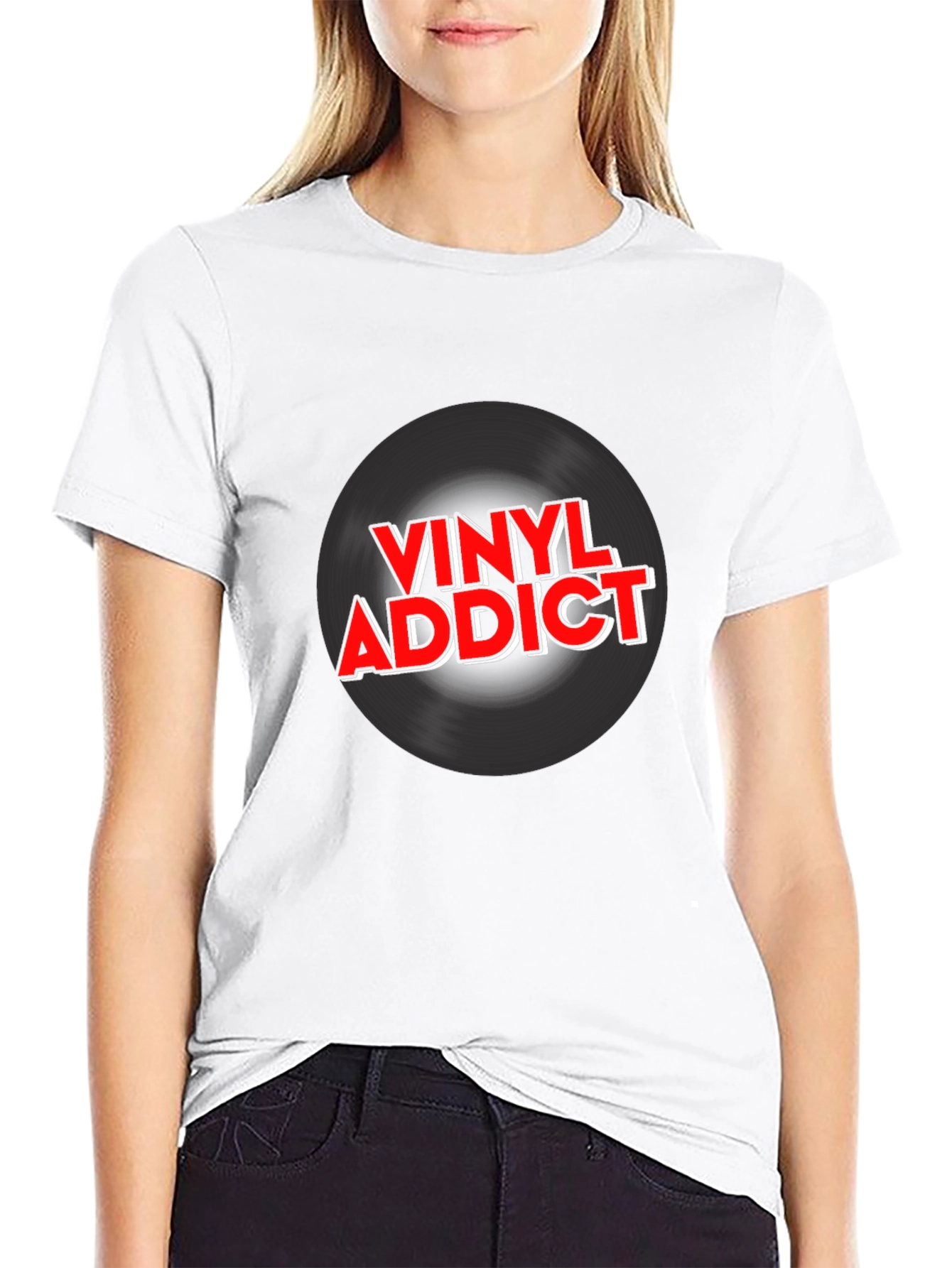 Black Vinyl Addict Graphic T-Shirt - Black view 9