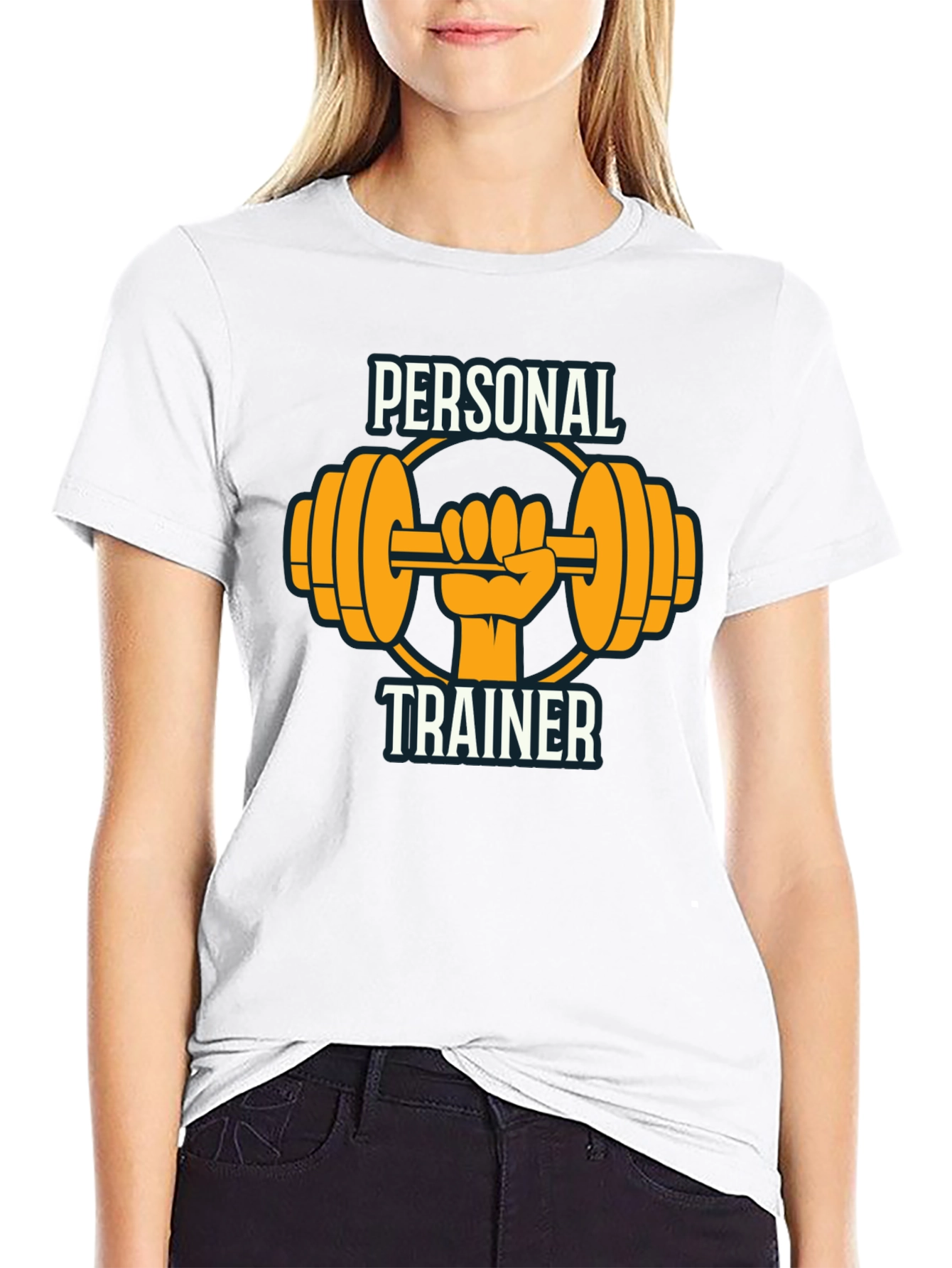 Black Personal Trainer Graphic Tee - Black Cotton Gym Shirt view 9