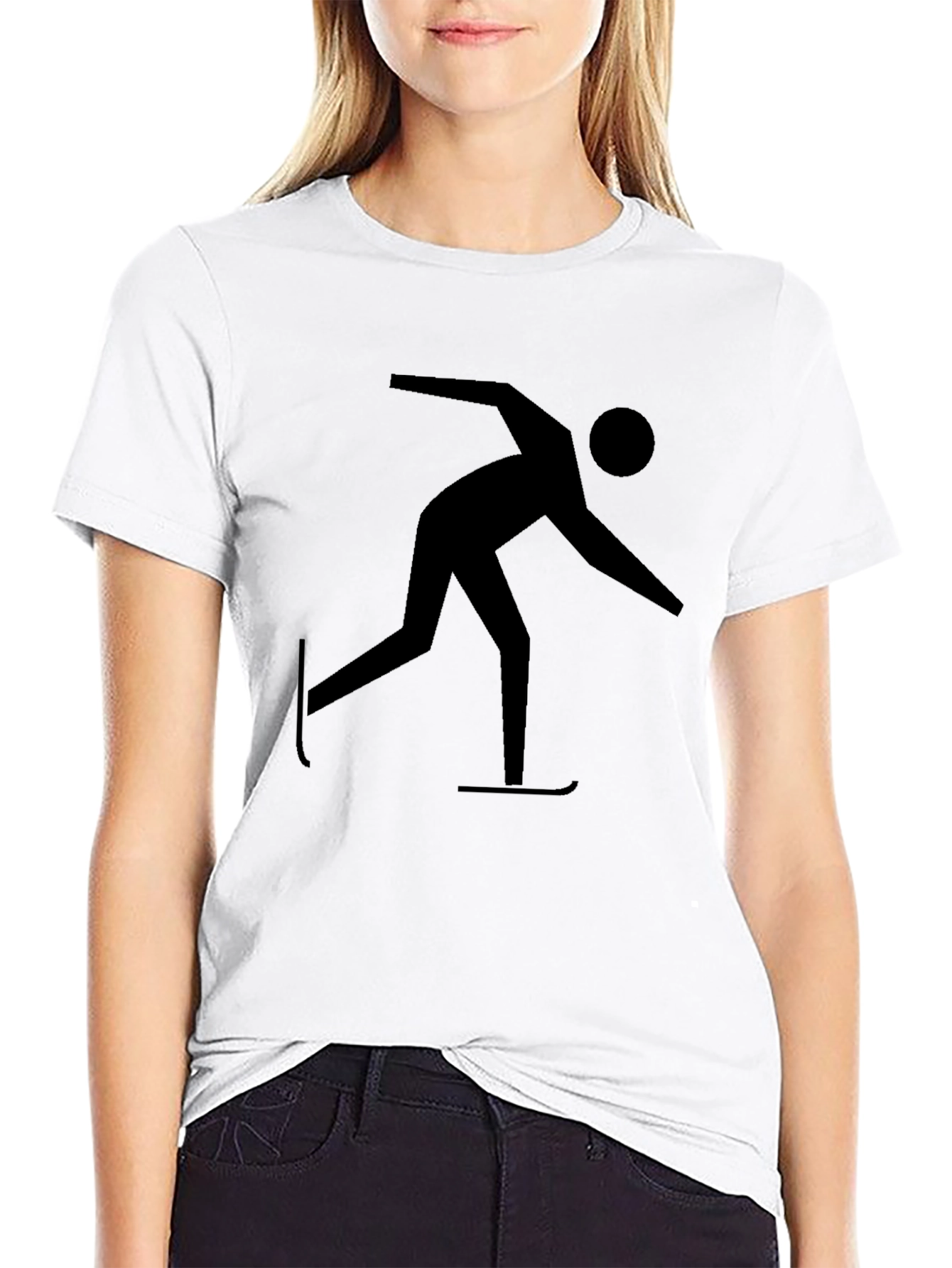 Black Speed Skating Graphic Tee - Black Cotton Blend view 9