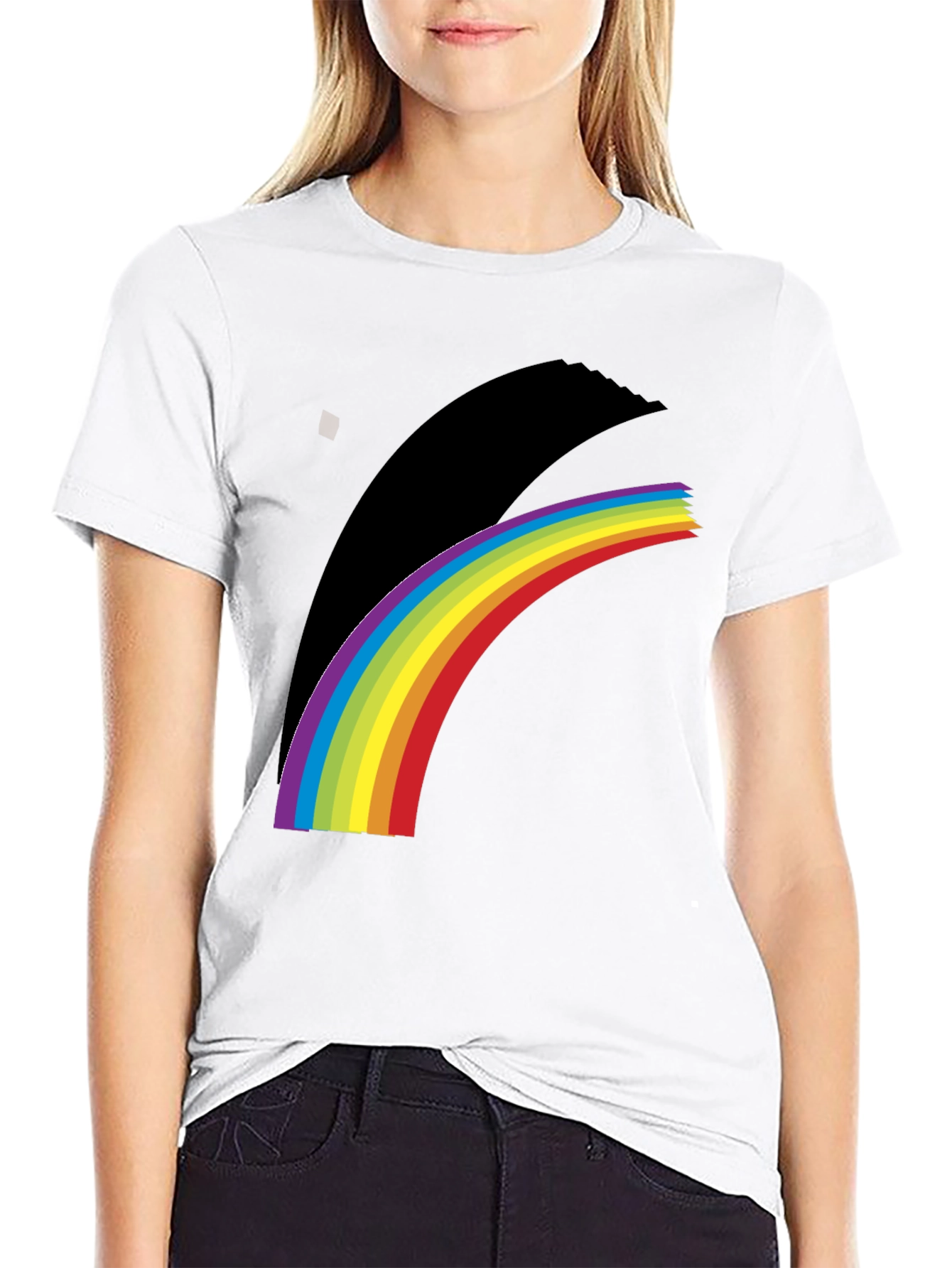 Black Rainbow Prism Graphic Tee - Soft Cotton Blend view 9