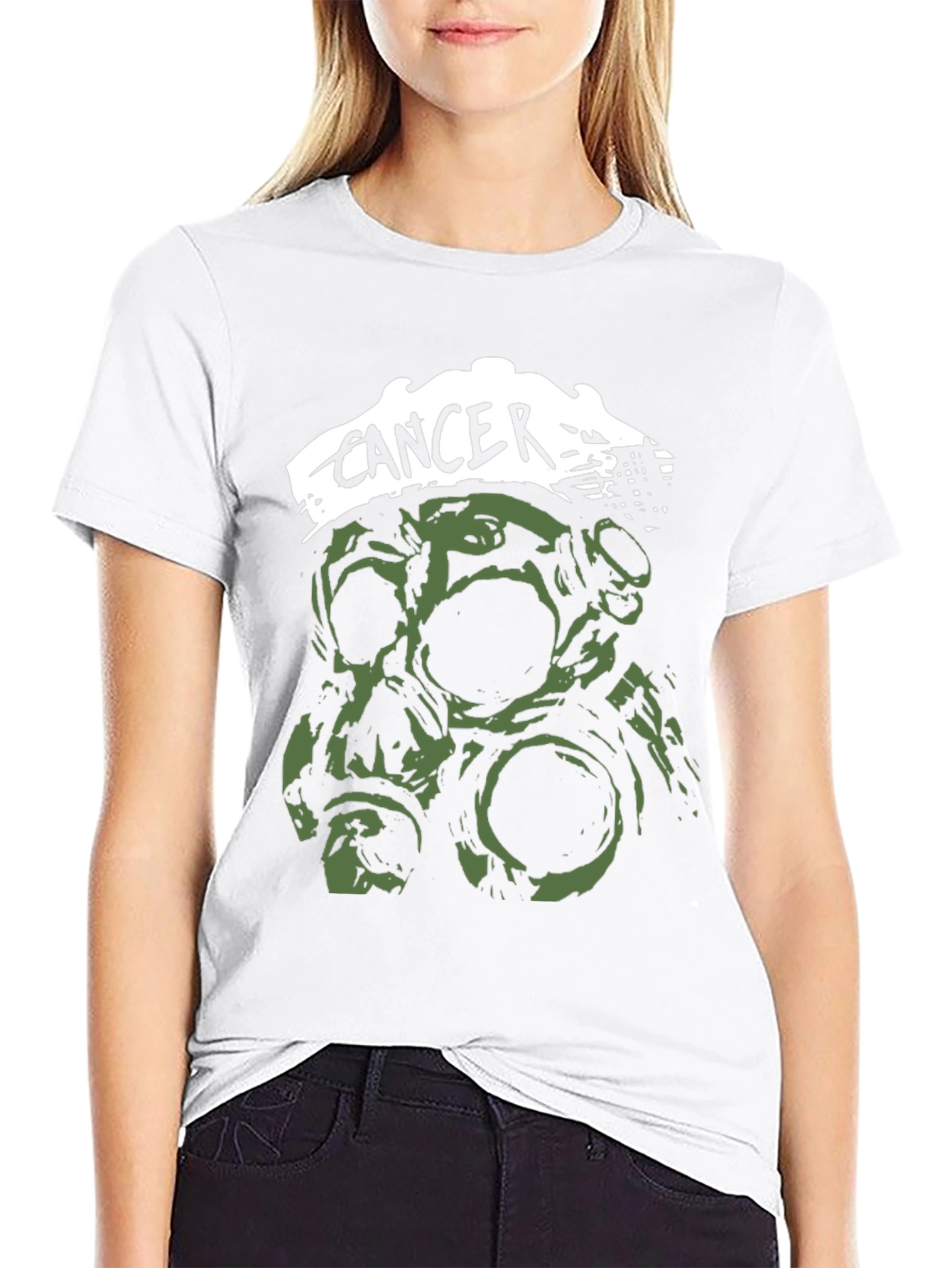 Black Cancer Band T-Shirt - Skull & Gas Mask Graphic view 9