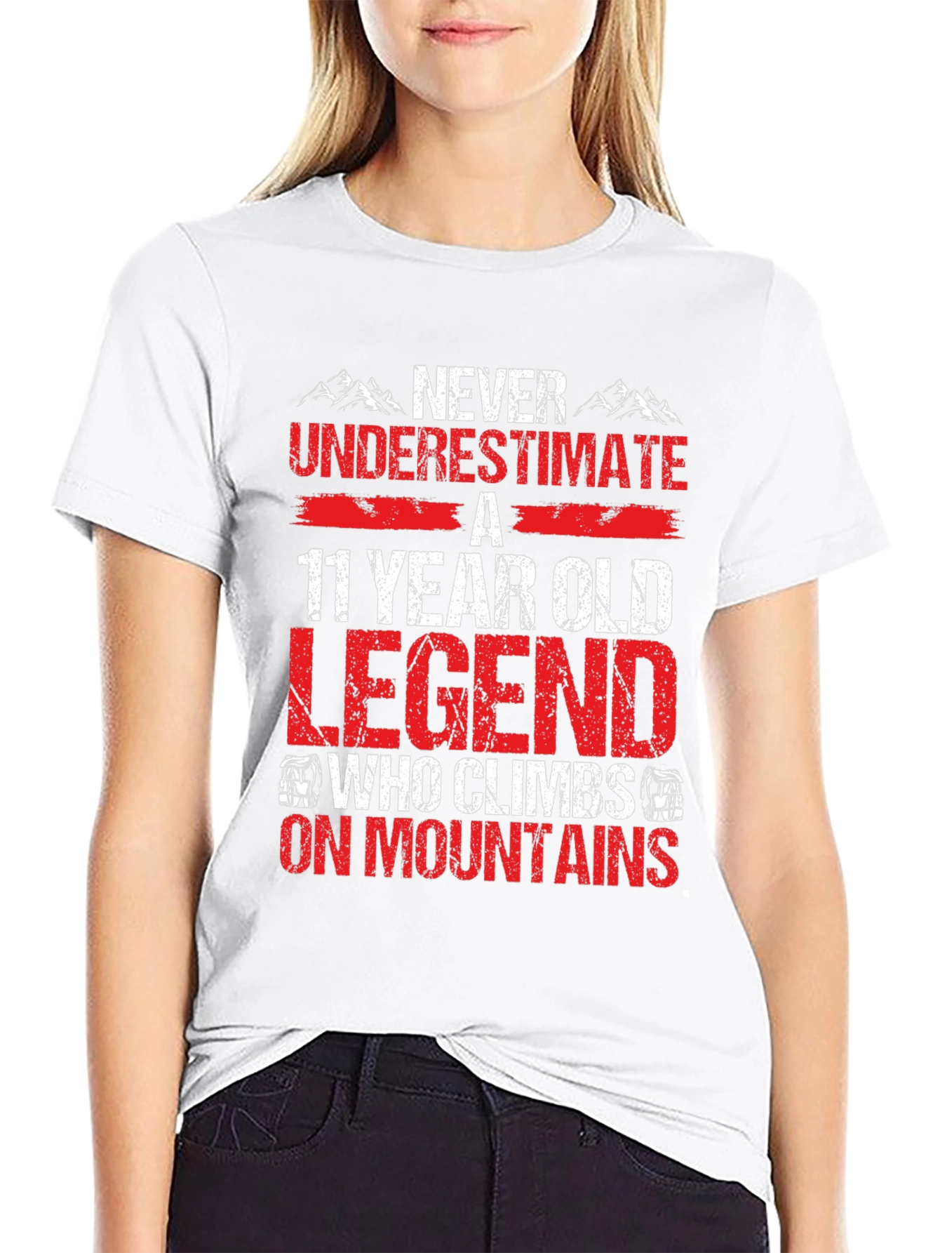 Black 11 Year Old Legend T-Shirt: Climbs Mountains view 9