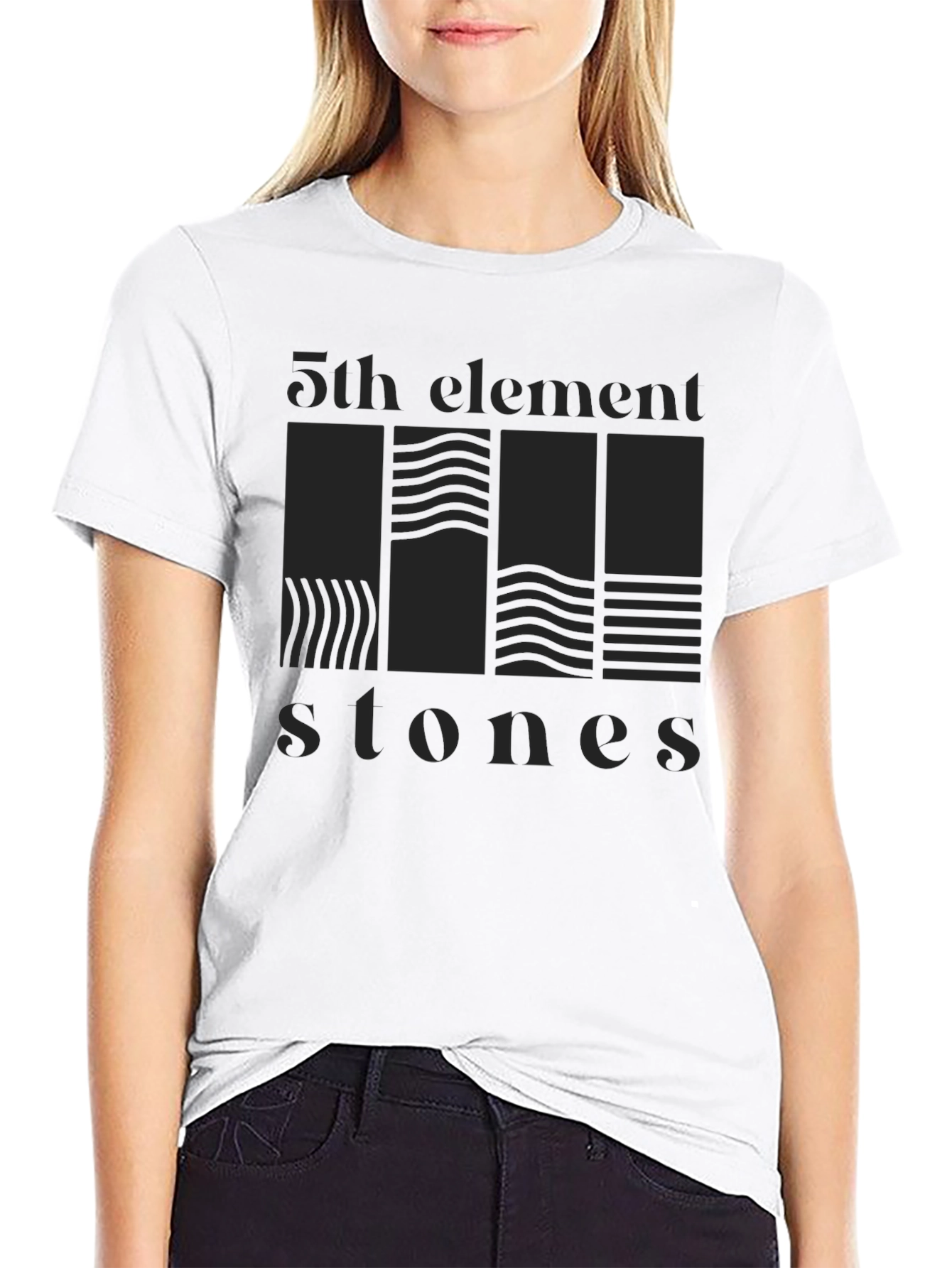 Black 5th Element Stones Graphic Tee - Black view 9