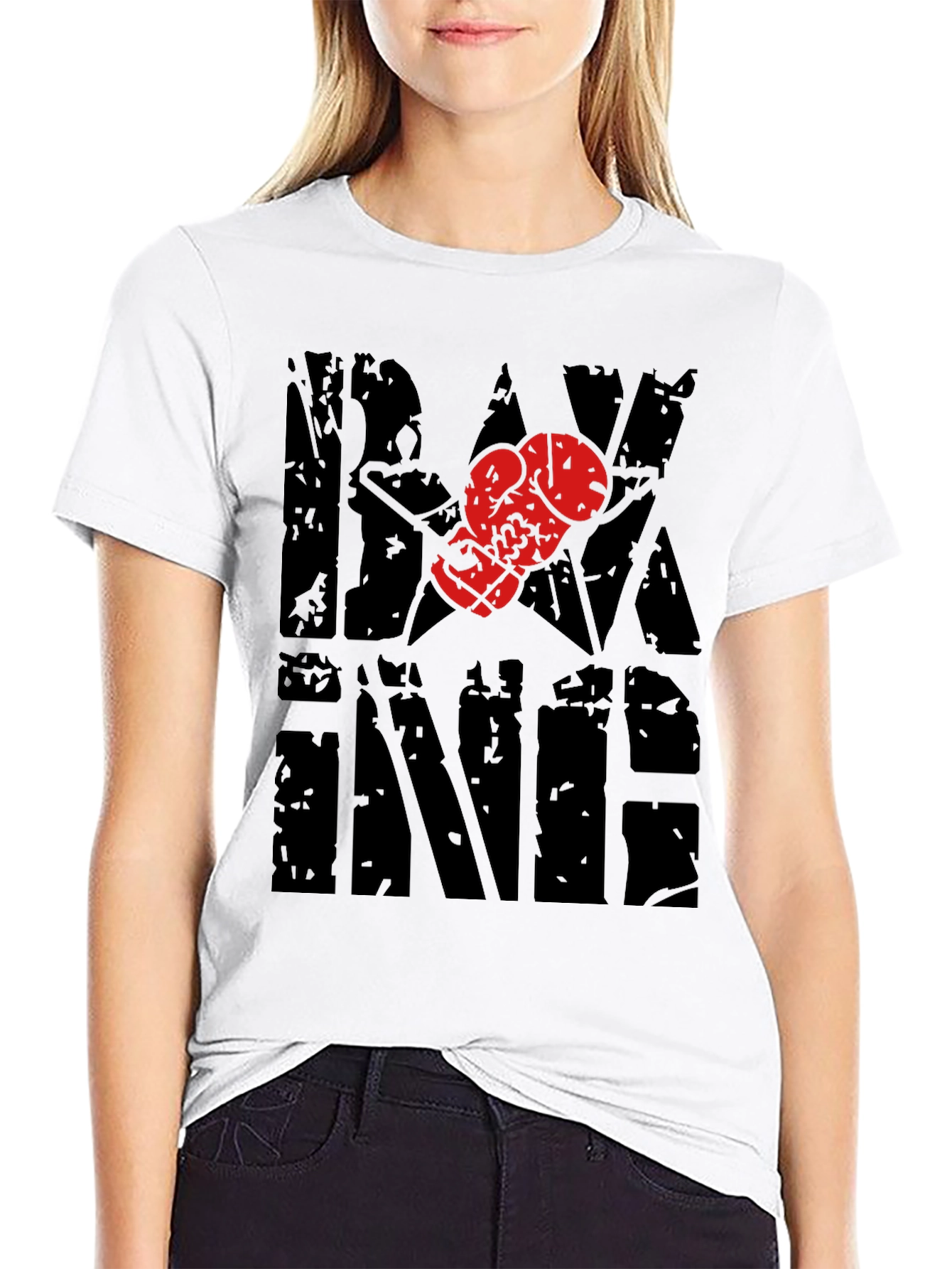 Black Boxing T-Shirt with Glove Graphic view 9