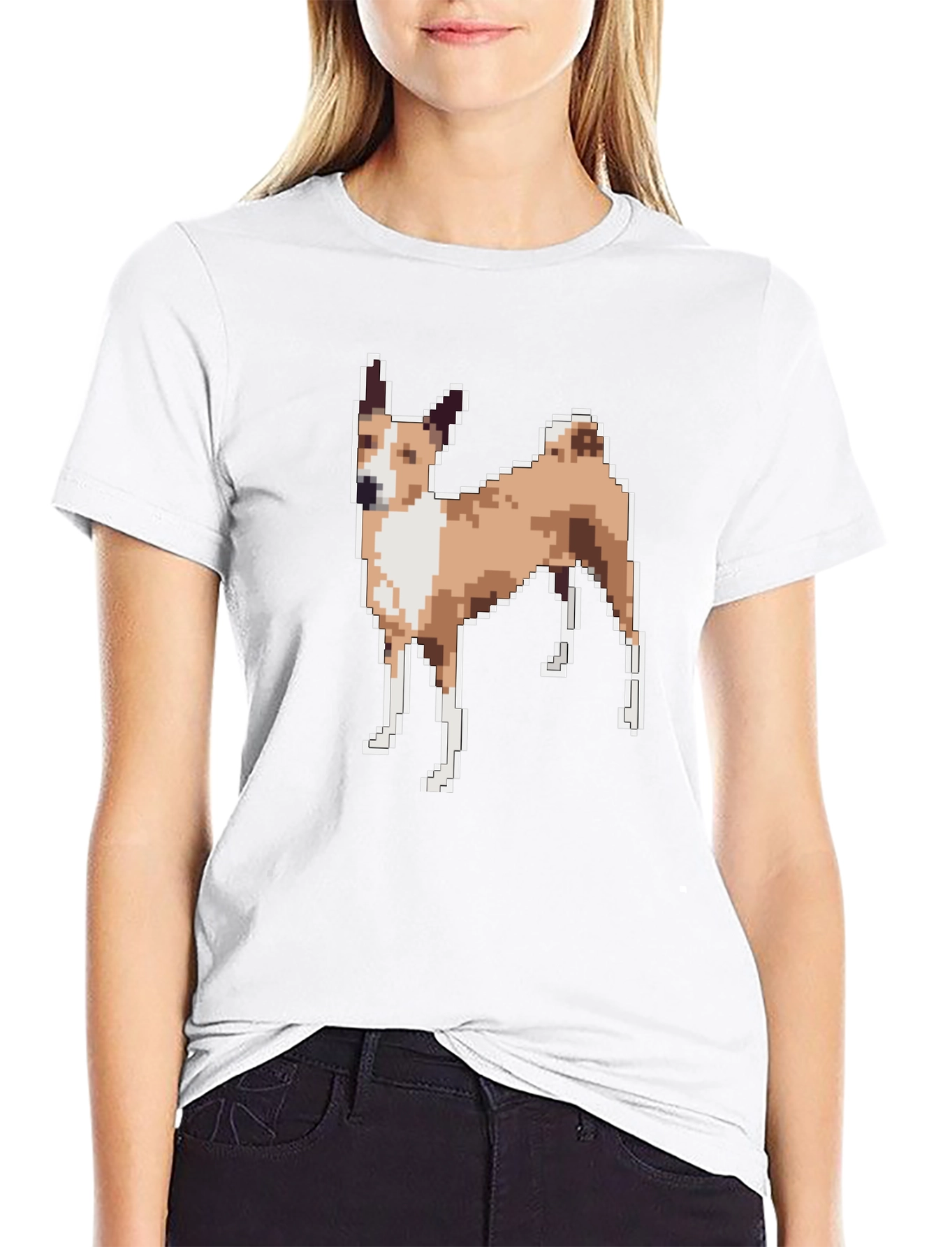 Black Pixelated Dog Graphic Tee - Black Unisex T-Shirt view 9