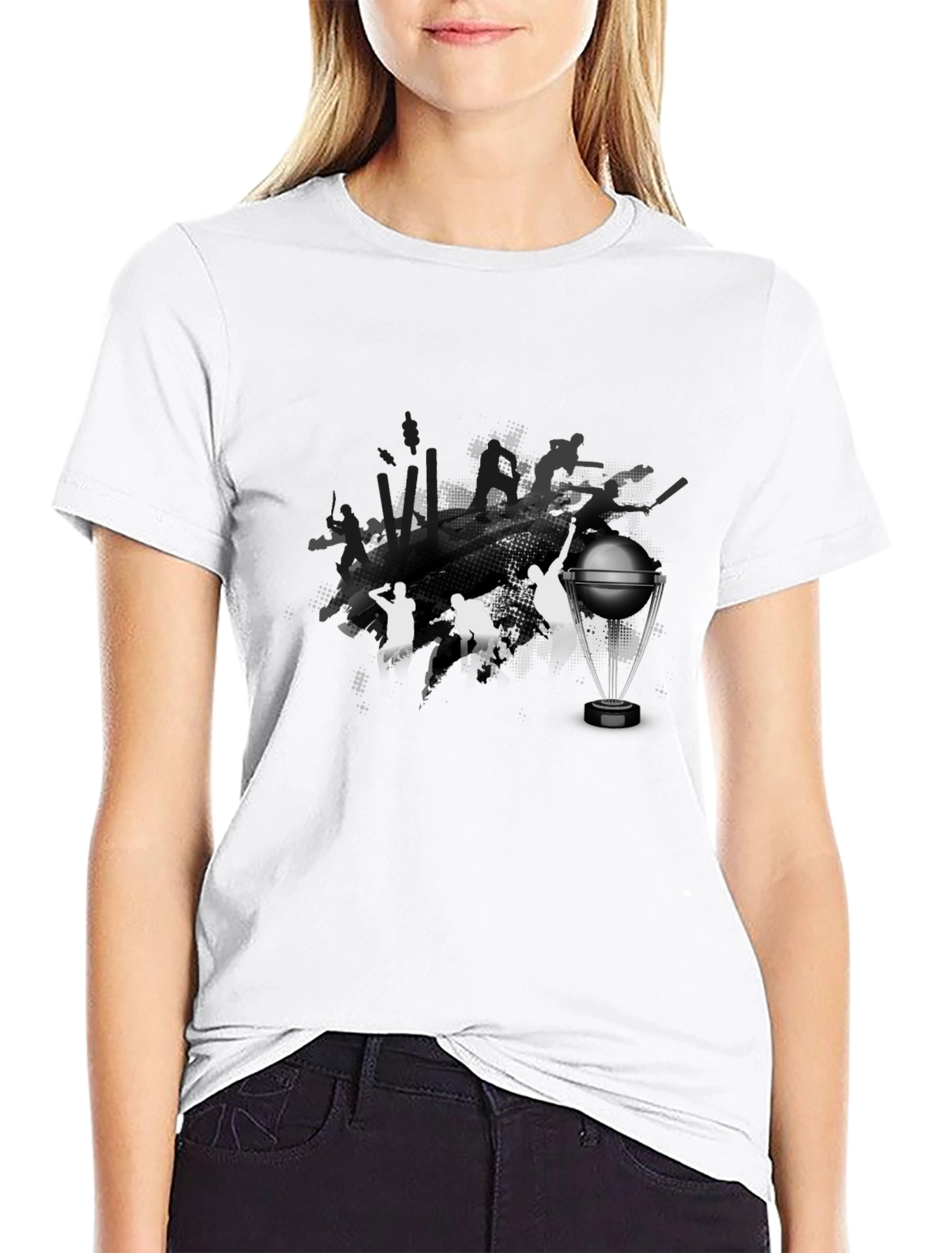 Black Cricket World Cup Graphic Tee - Black Cotton T-Shirt view 9