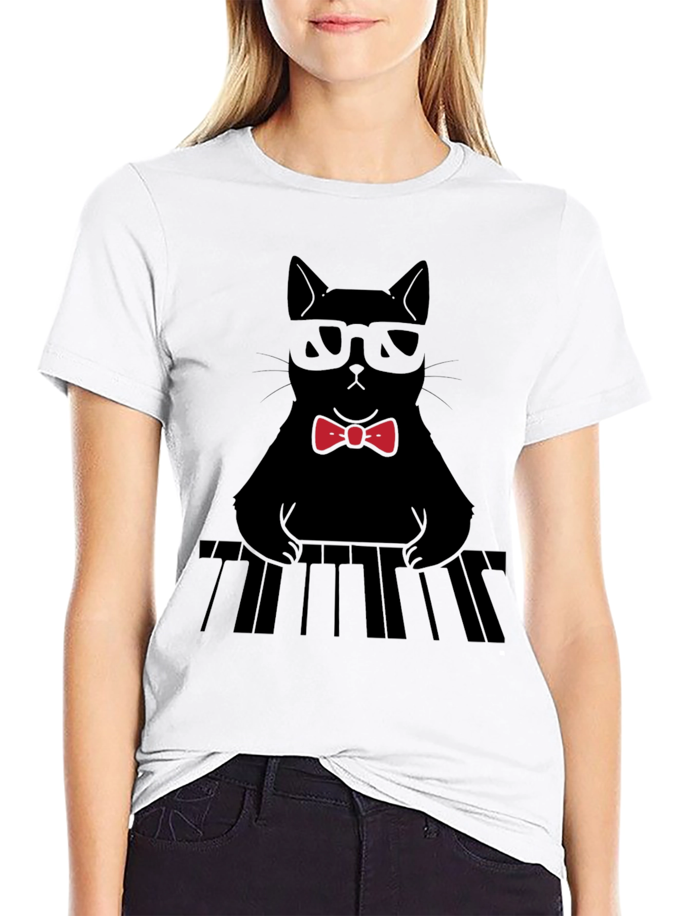 Black Cool Cat Musician T-Shirt view 9