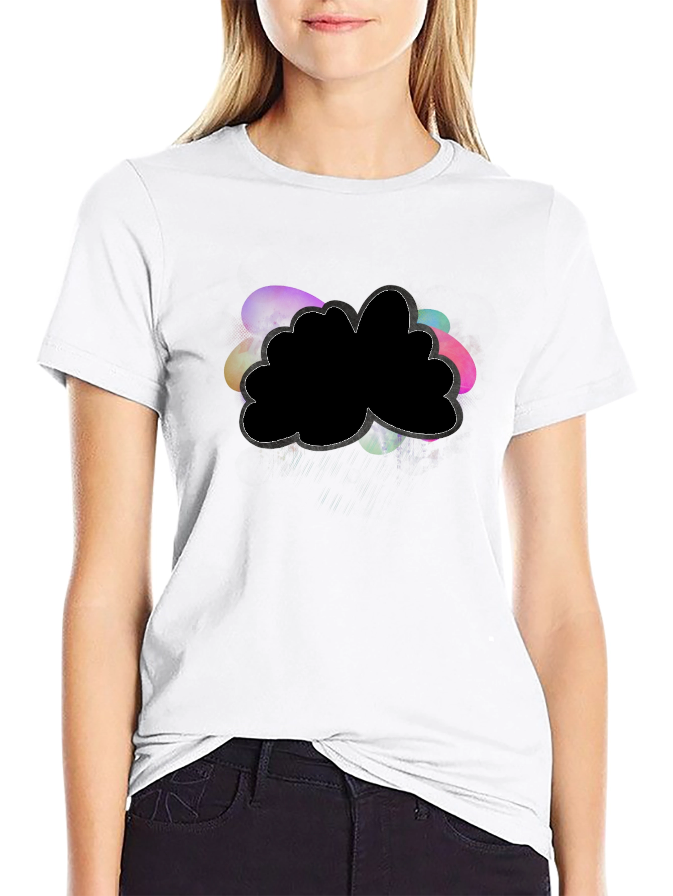 Black Unique Graphic Tee - Abstract Cloud Design view 9