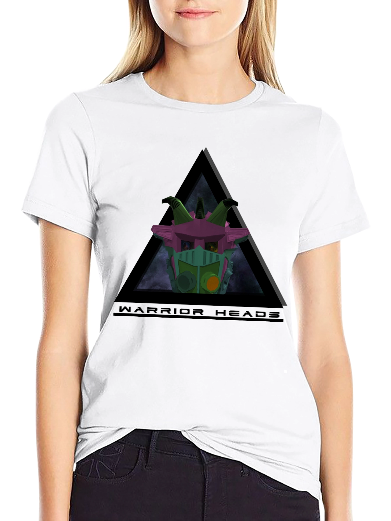 Black Warrior Heads Graphic T-Shirt - Sci-Fi Design view 9