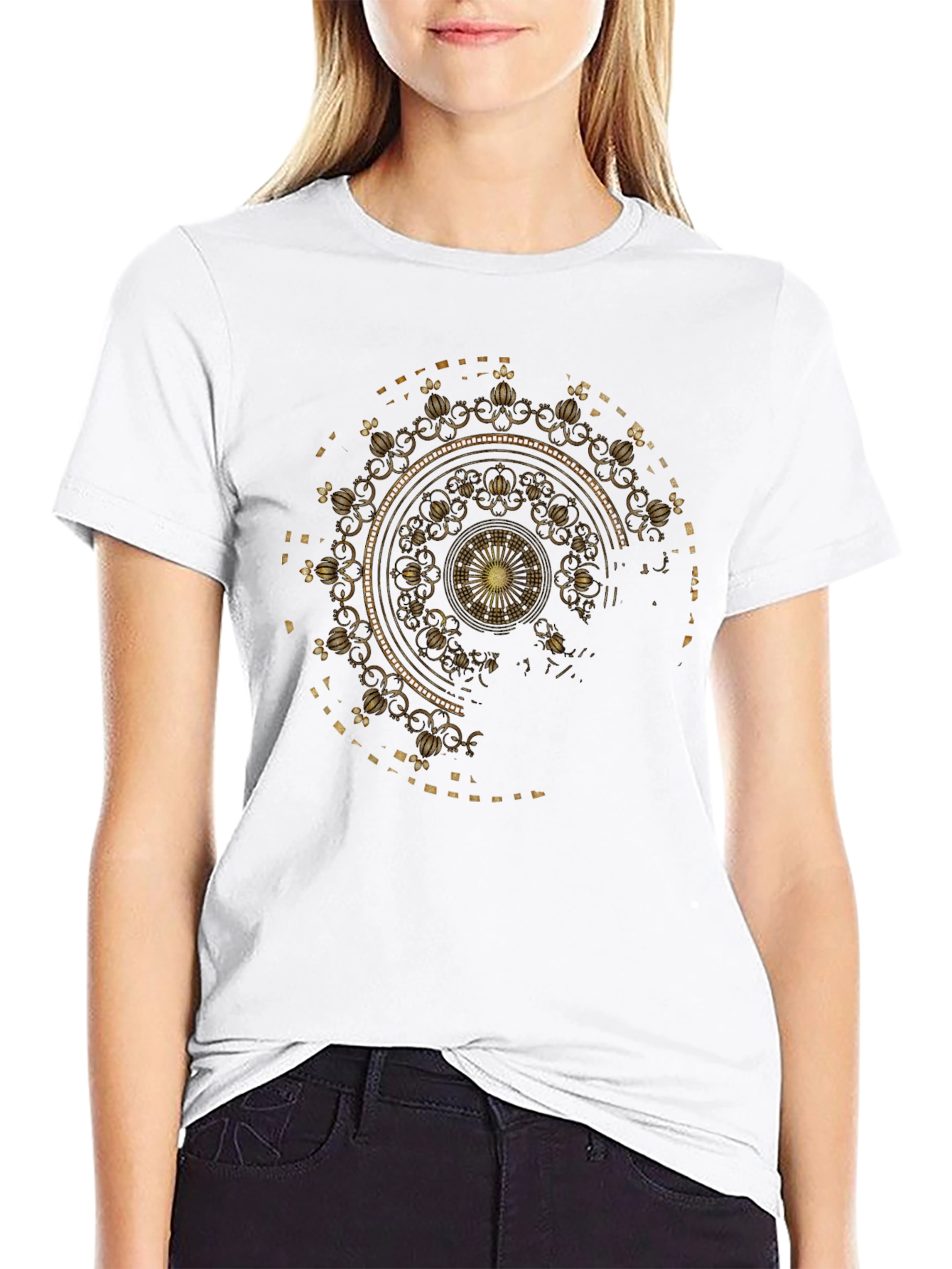 Black Gold Mandala Graphic Black T-Shirt view 9