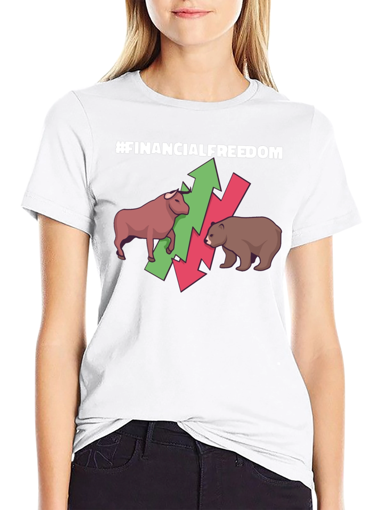 Black Financial Freedom T-Shirt - Bull and Bear Market Tee view 9
