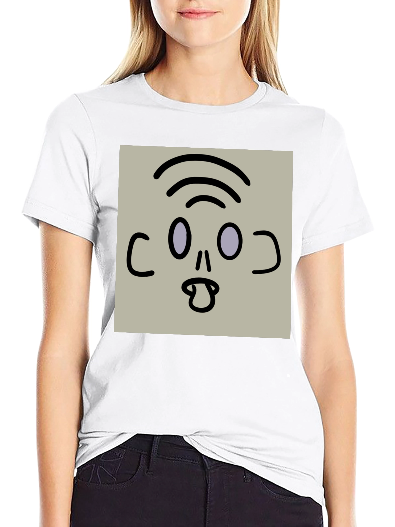 Black Cartoon Face Graphic T-Shirt, Black view 9