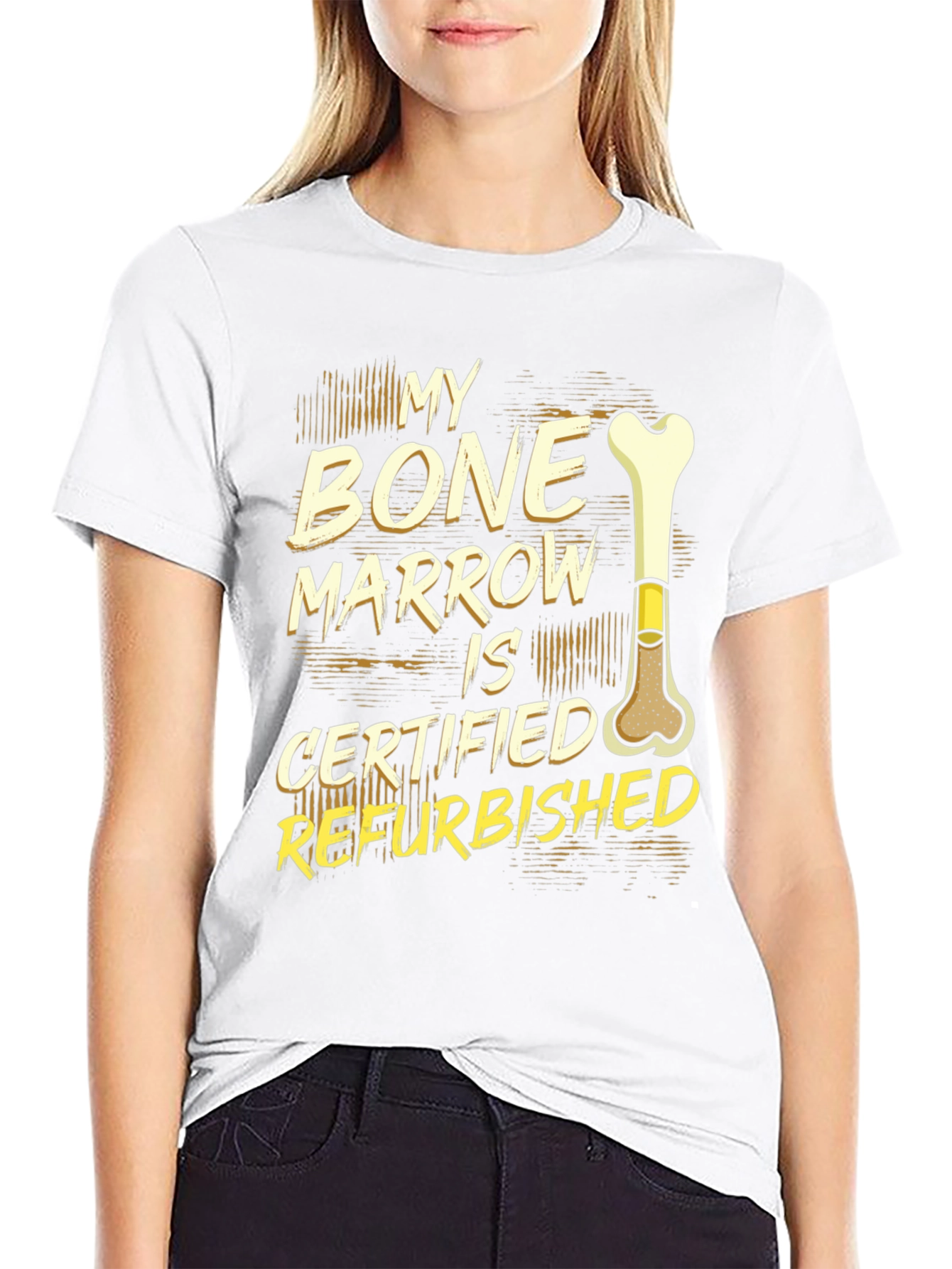 Black Refurbished Bone Marrow Funny Graphic Tee view 9