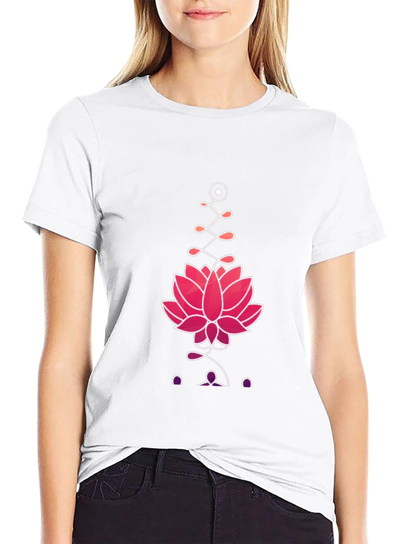 Black Lotus Graphic Print Tee - Black view 9