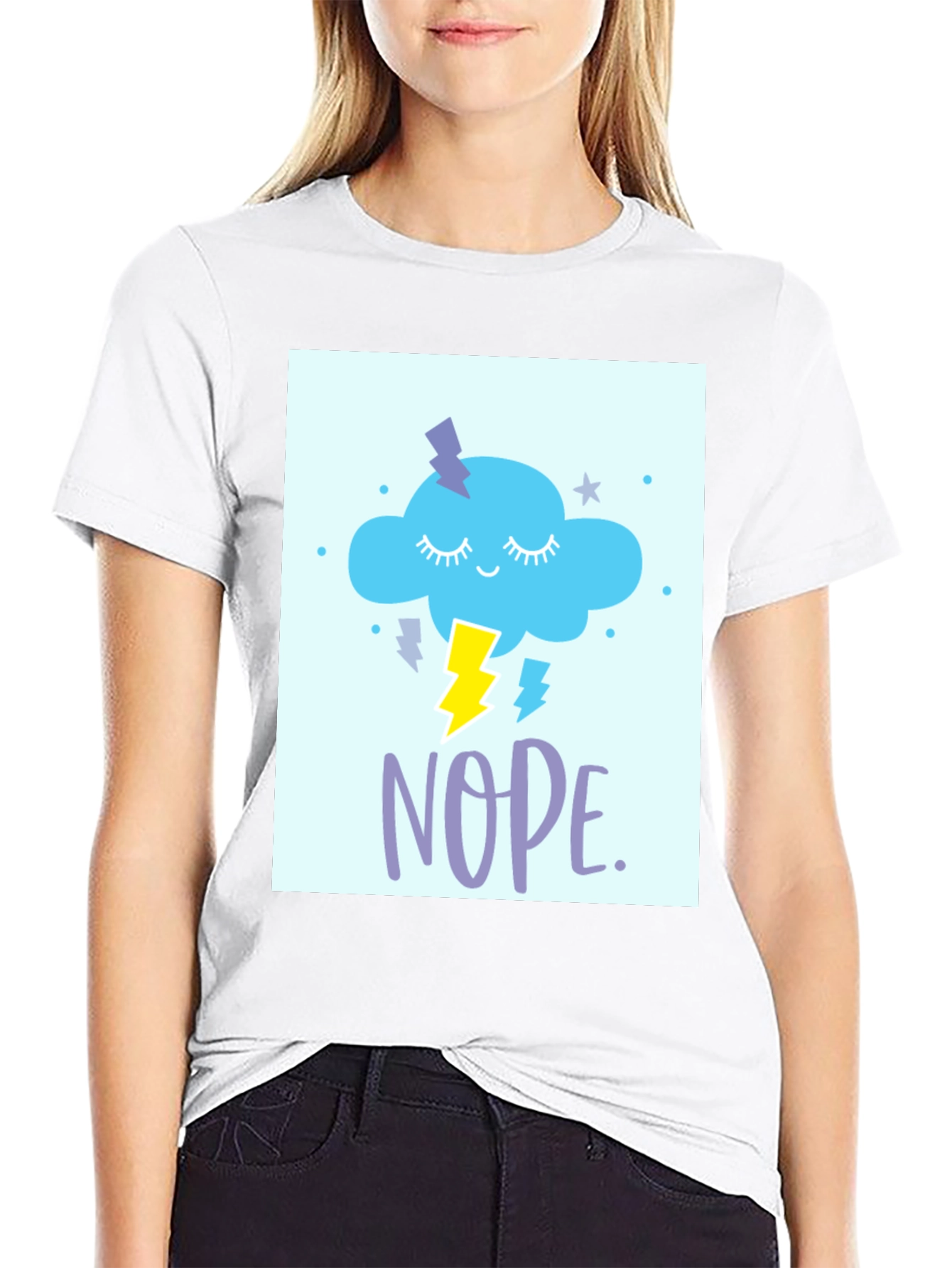 Black Nope Cloud T-Shirt - Weather Humor Tee view 9