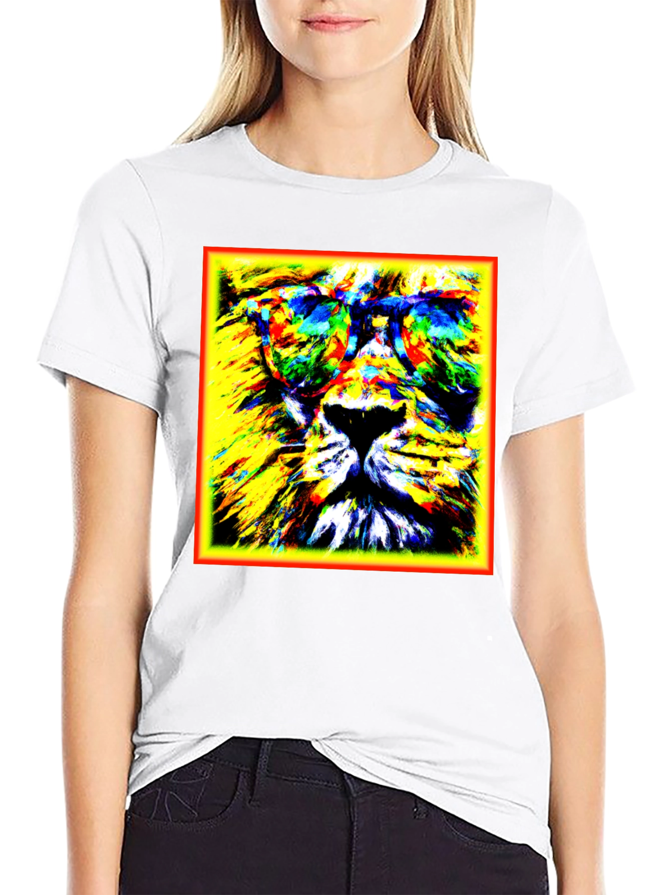 Black Lion Graphic Tee - Cool Animal Print view 9