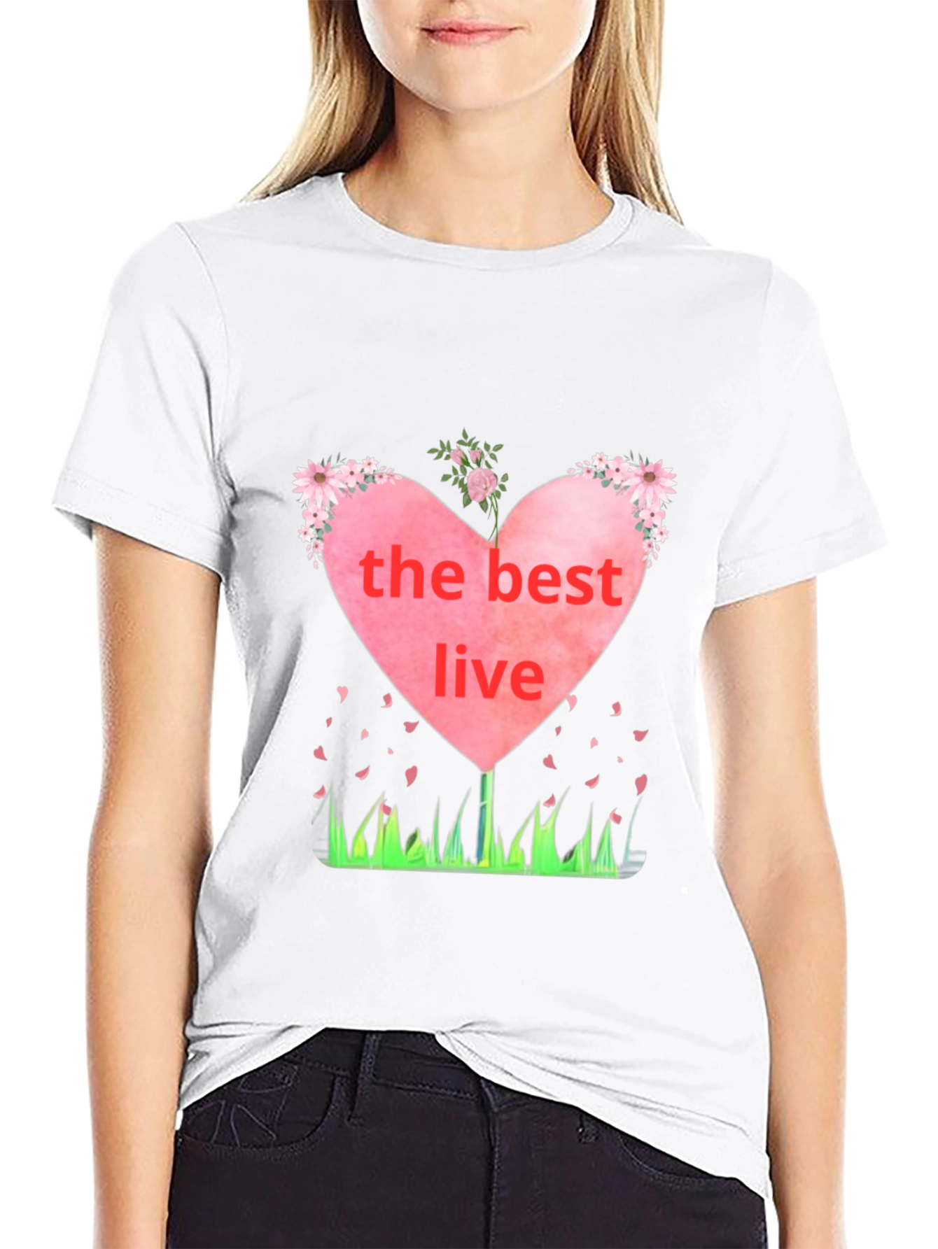 Black The Best Live Heart Graphic Black T-Shirt view 9