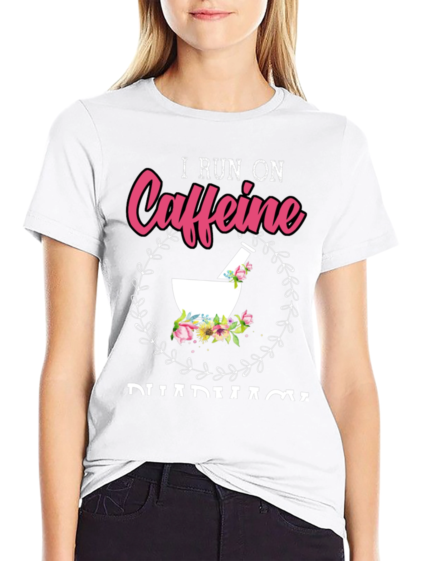Black I Run On Caffeine Pharmacy T-Shirt view 9