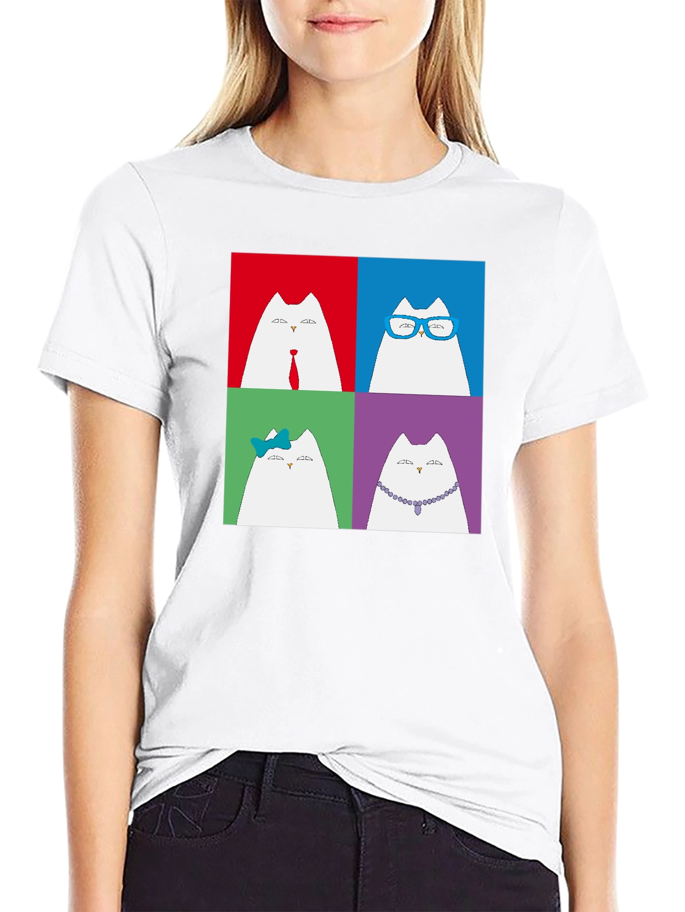 Black Pop Art Cat T-Shirt - Unique Graphic Tee for Cat Lovers view 9